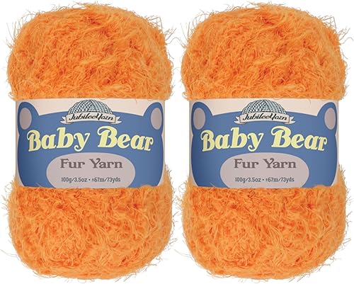 JubileeYarn - Ovillo de lana de oso de bebé, piel de poliéster gruesa, 3.53 onzasmadeja, piel de naranja, 2 madejas