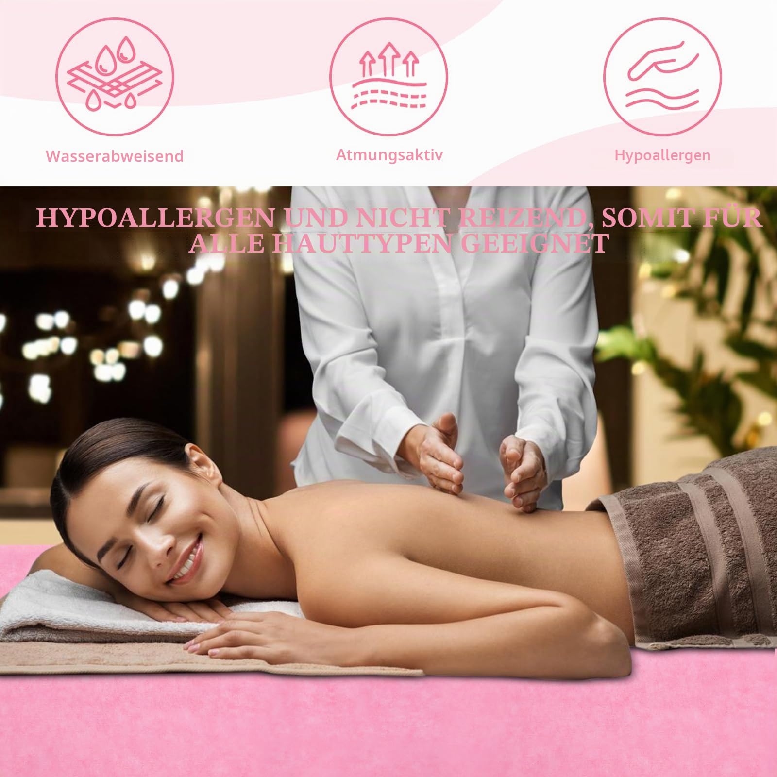 Abdeckung für Massagebetten, Einweg-Bettlaken, 100PCS Einweg-Massage-Spa-Bettlaken, weiche Vliesstoff-Massagetisch-Bettlaken-Schutzbettdecken für Schönheitssalon,Spa,Massage,Hotels, 180 x 80 cm (Rosa)