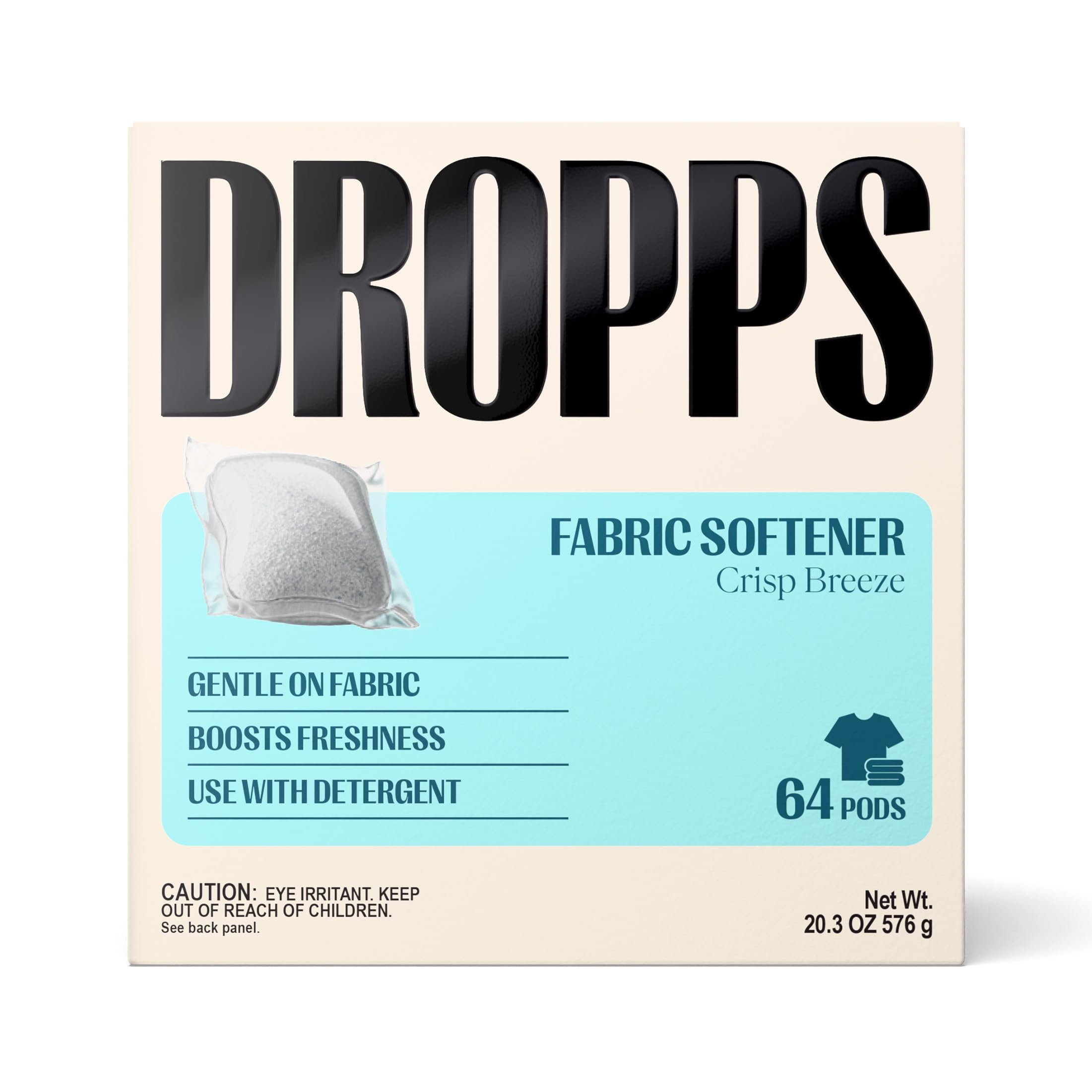 Dropps Fabric Softener Pods, Crisp Breeze (64 Count) - Laundry Softener For Soft &amp; Fluffy Fabrics | Liquid Softener &amp; Dryer Sheet Alternative | Clean Ingredients | Plastic Free Packaging