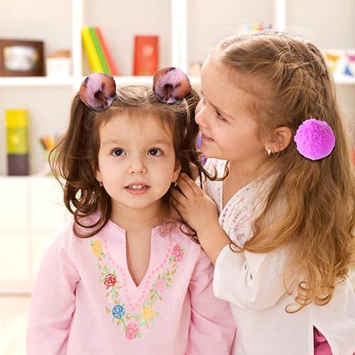 Miniatura 4 de 16 lazos para el pelo con pompones para niñas, suaves y esponjosos, bandas para el pelo con pompones para niños pequeños