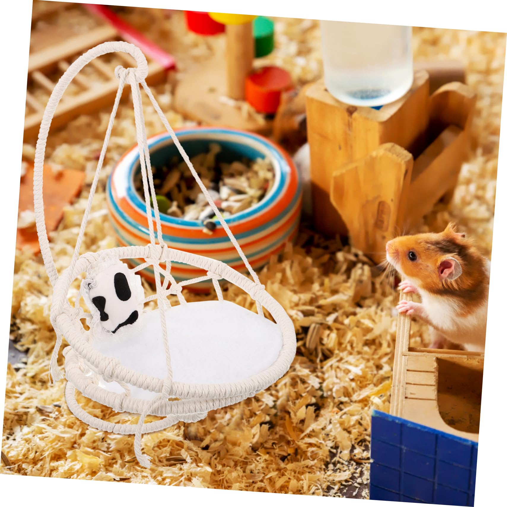 Hamster Hängematte Beige aus Baumwollseil für Ratten und Sugar Glider