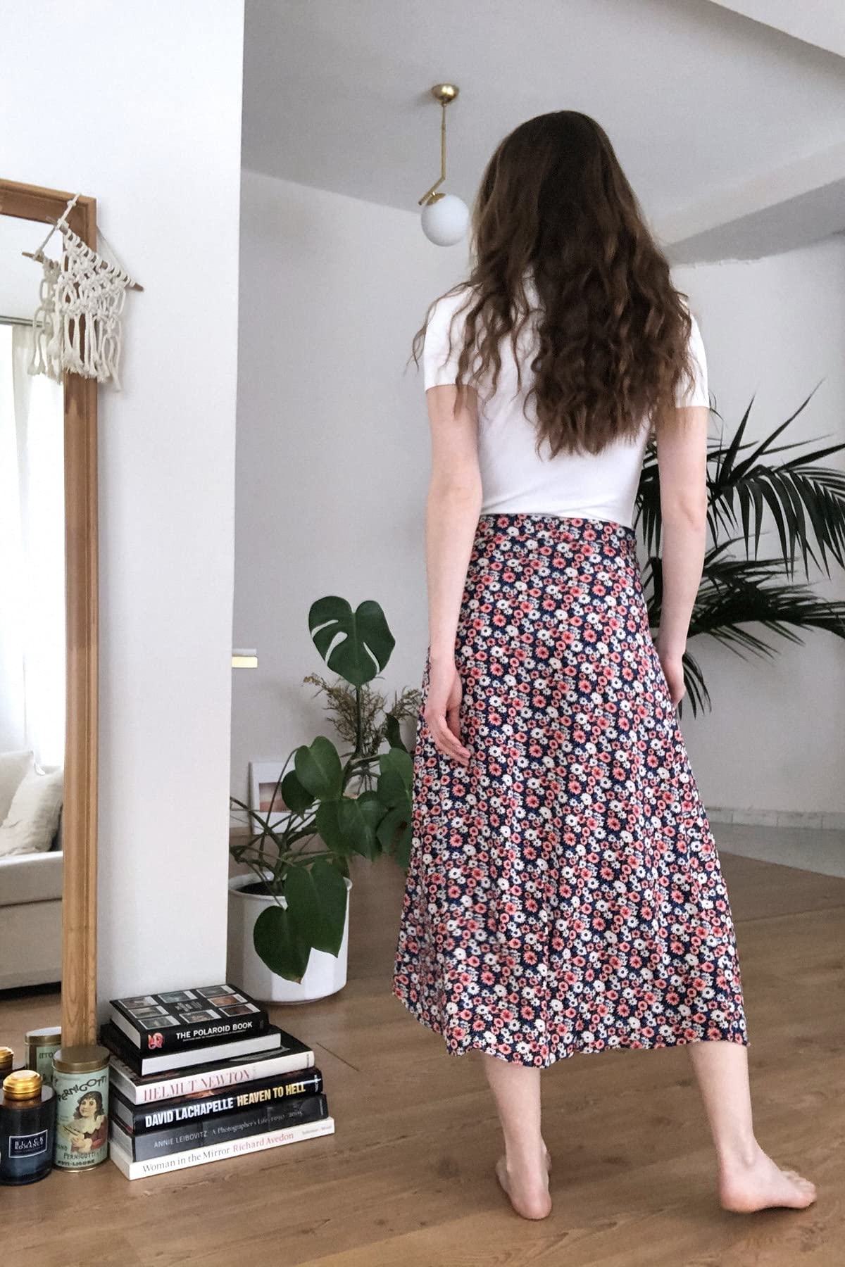 Trendyol Women's Black floral Patterned teardinner Skirt, 40