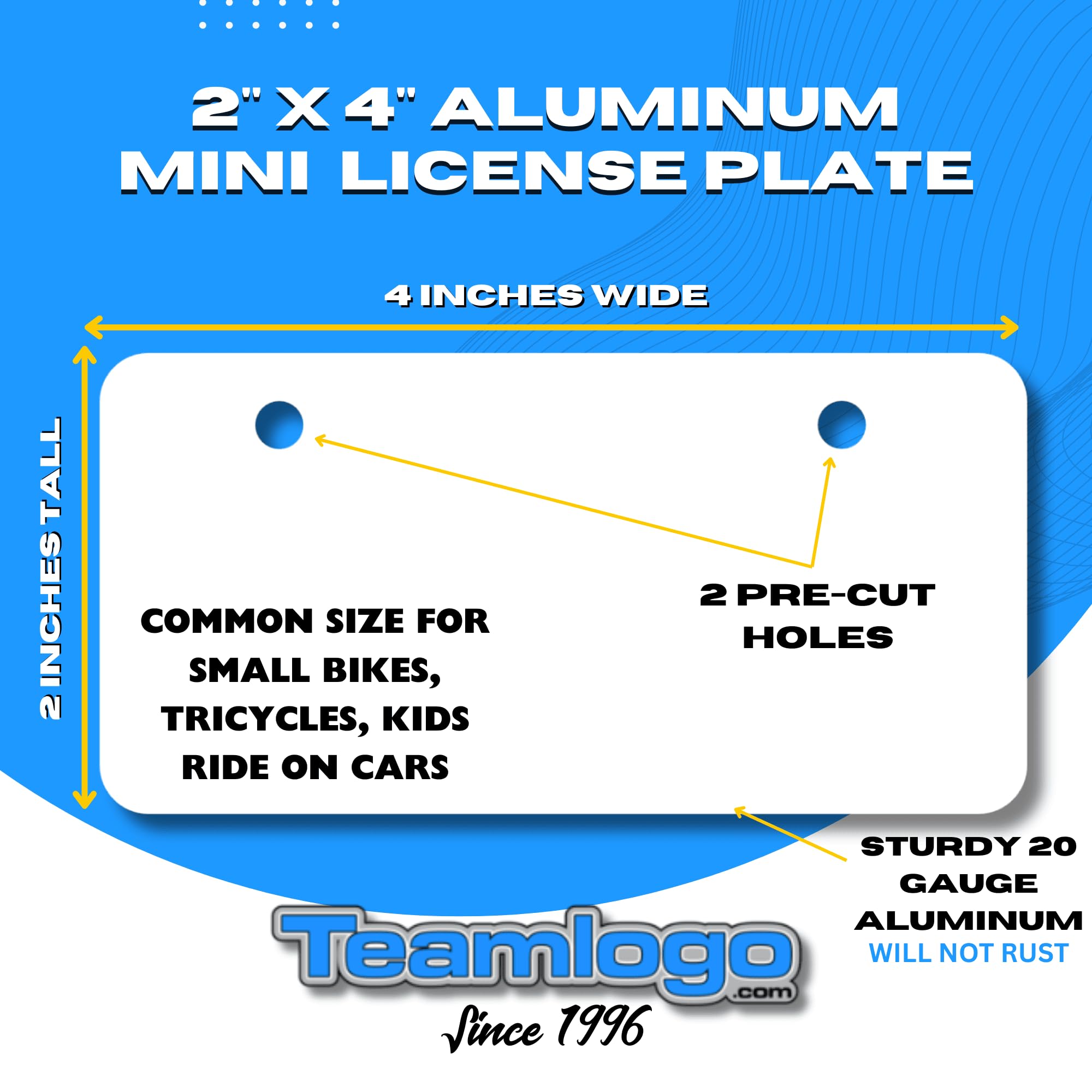 TEAMLOGO - Personalized California Mini License Plate - Custom Aluminum Name, Text or Number Plate - Customized Bike Accessories, Kids Toy Car Signs, and Gift - USA-Made Quality (Ver 4, 2