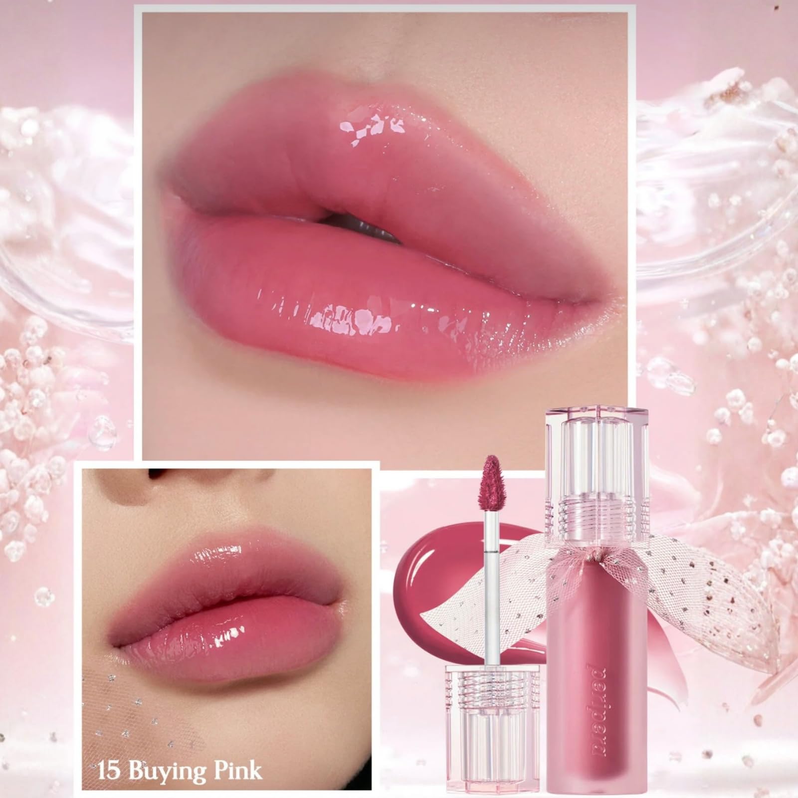 Peripera Doğal Tonlarda, Uzun Süre Kalıcı, Işıltılı Tint Water Bare Tint (#15 Buying Pink)