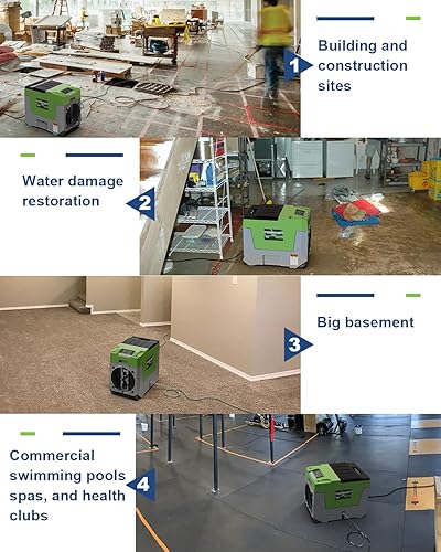 Miniatura 5 de AlorAir Deshumidificador comercial de 180 PPD con bomba, deshumidificador industrial de restauración de daños por agua de 28 galones, tamaño más