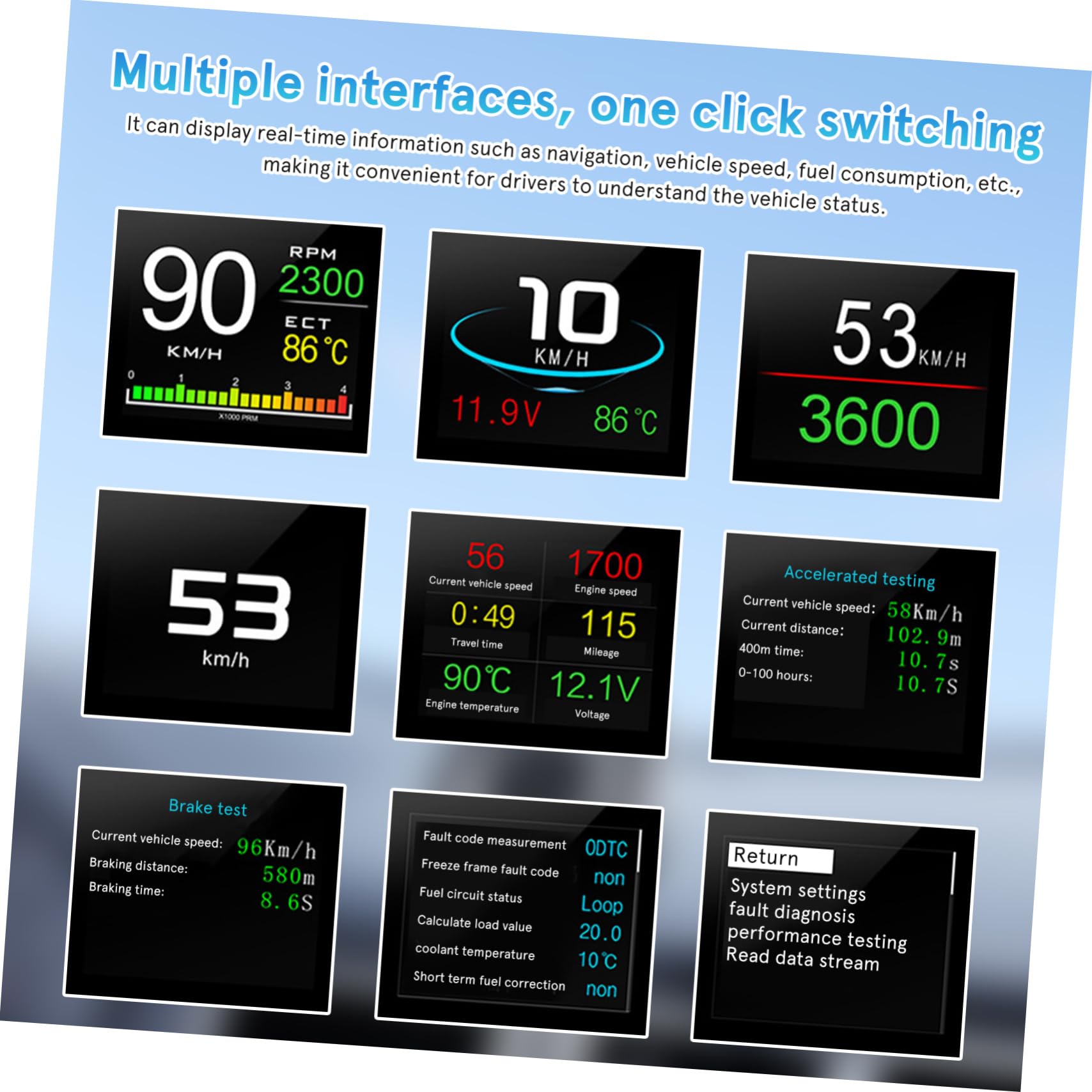 Didiseaon Display Auto Portatile Hud Tachimetro Digitale con Schermo Lcd per Visualizzazione Velocità e Sicurezza Durante Viaggi Lunghi e Spostamenti di Lavoro