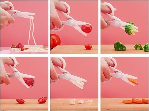 Miniatura 2 de Tijeras de cerámica para cortar alimentos para bebés, tijeras de alimentación saludables sin BPA con cubierta protectora de hoja y estuche de viaje