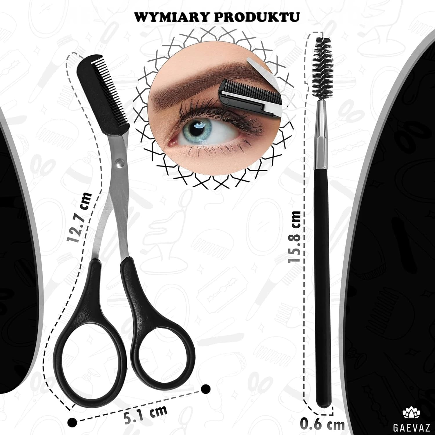 Nożyczki do cięcia brwi z wyjmowanym grzebieniem + szczotka do stylizacji brwi i rzęs | Profesjonalny kubek domowy idealny dla kobiet i mężczyzn