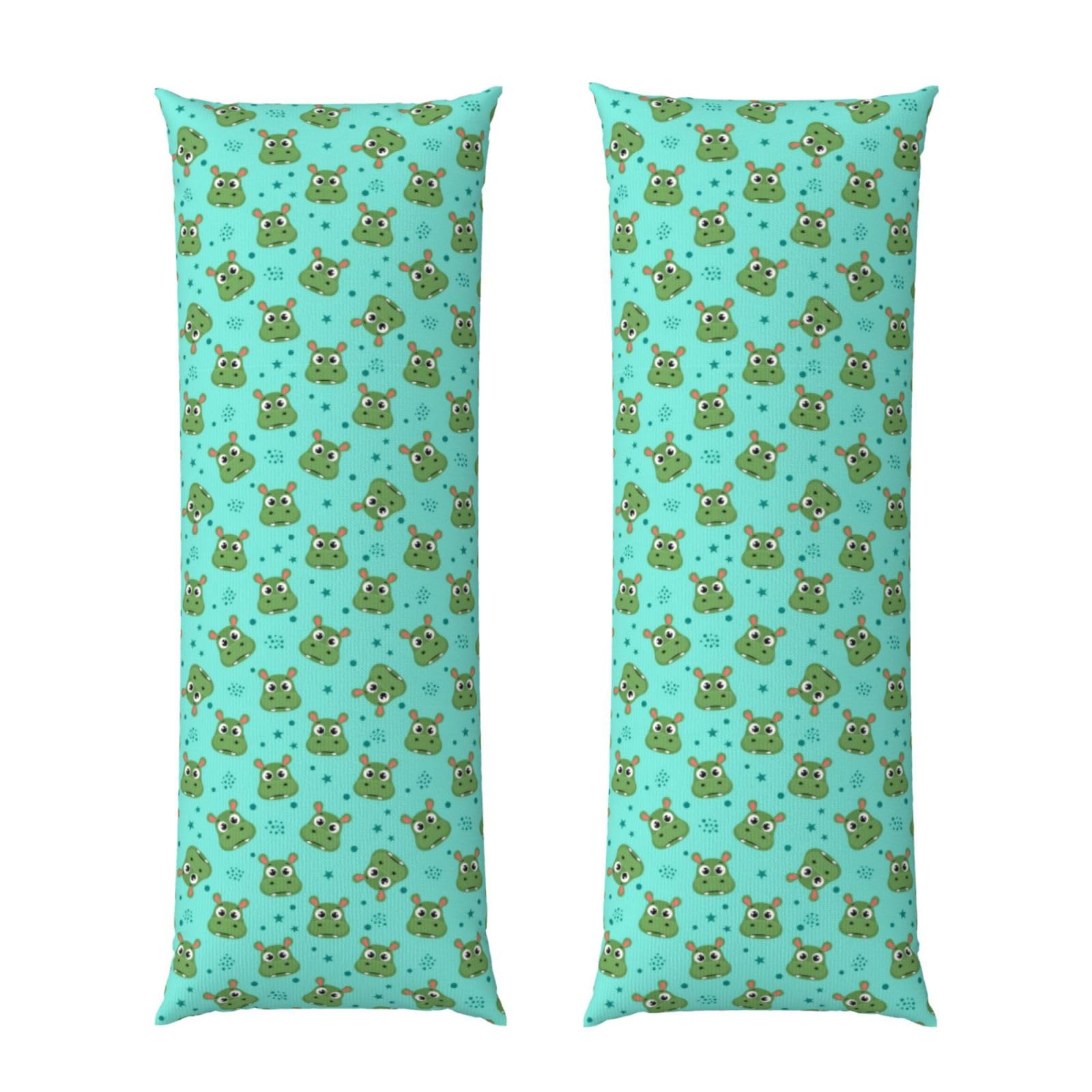 Body Pillow Cover 20x60 Cute Cartoon Hippo, Decorative Zippered Pillowcase, Soft Cozy Flannel Fabric, Cushion Case for Couch Sofa Bedroom Home Decor