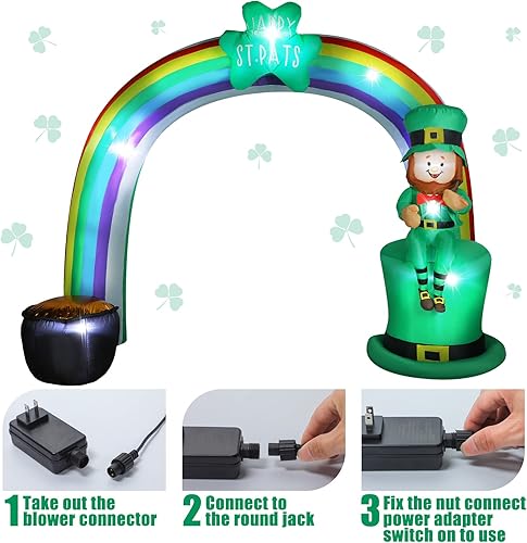 Miniatura 3 de Decoración inflable para el día de San Patricio de 8 pies arco iris del duende del día de San Patricio inflable con luces LED integradas decoración