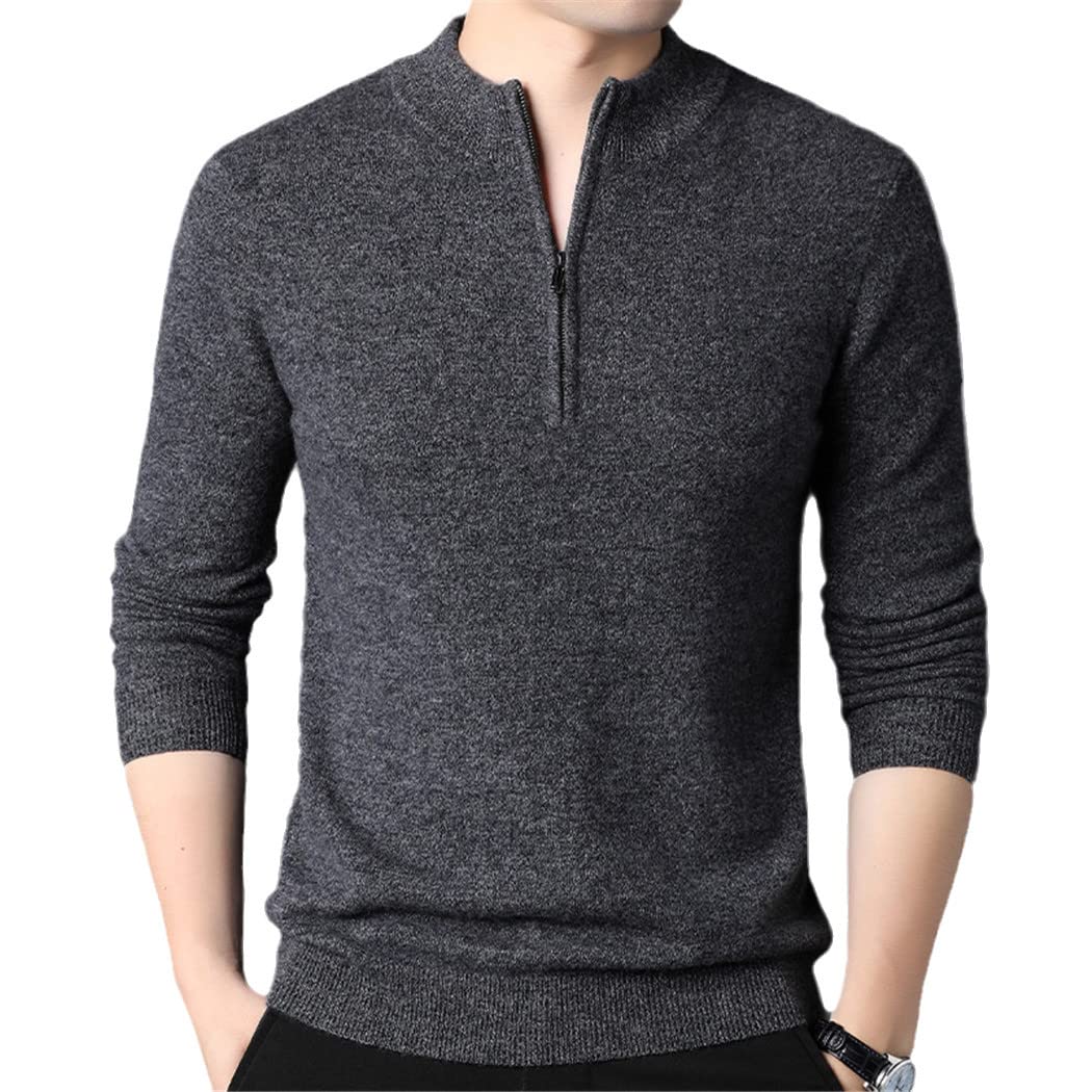 Pull 100% laine homme fermeture éclair 1/4 Haitpant décontracté gris M