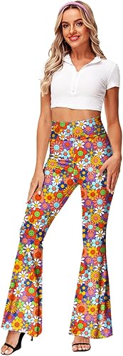 Vista 2 de Deerose Pantalones hippies elásticos de cintura alta para mujer
