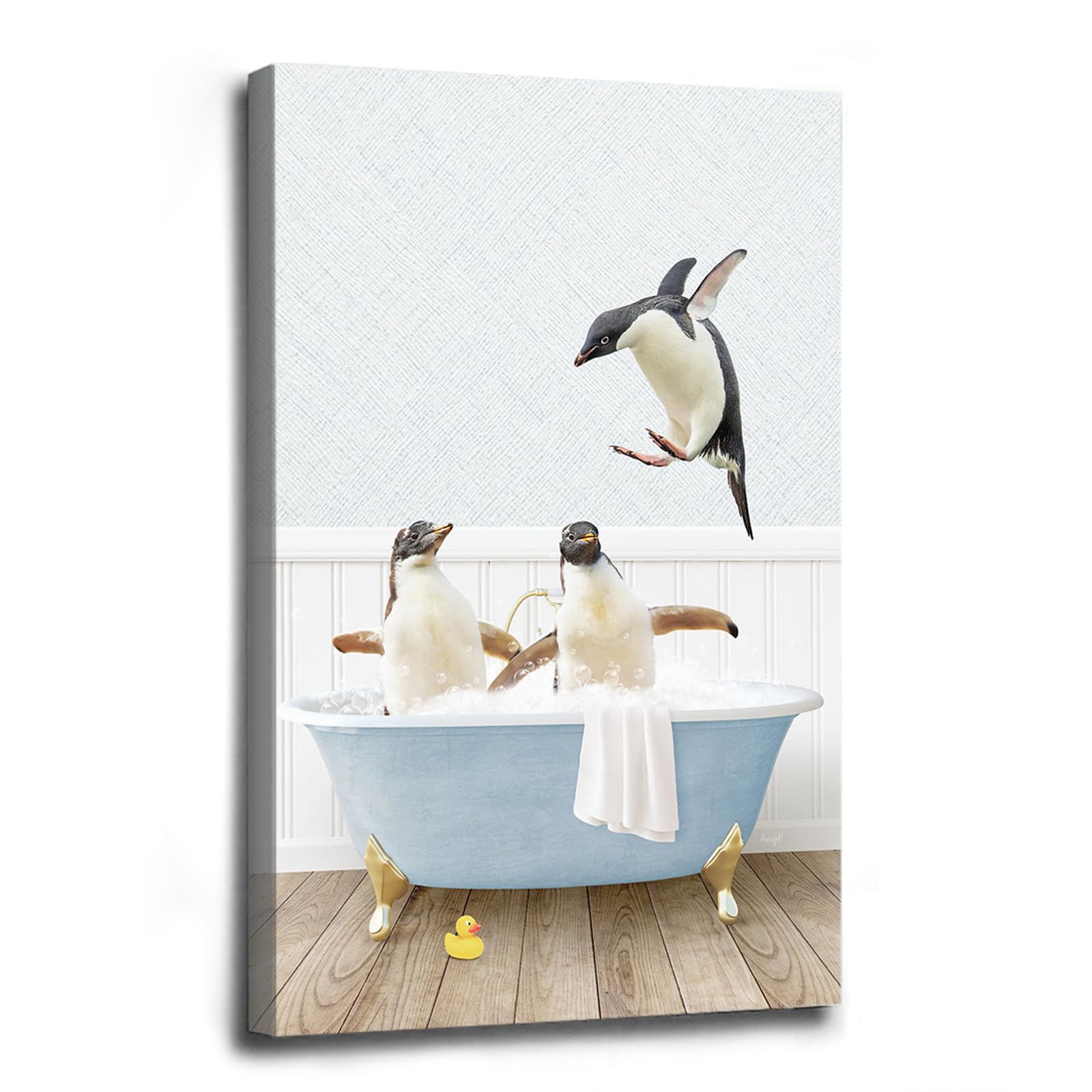Amazon.com: XWNLTEPK Penguin in Retro Bathtub Cottage Blue Bathtub