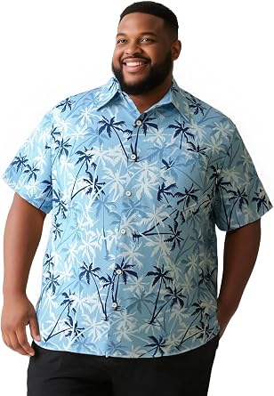 Button Down Shirt Men Causal Big and Tall Shirts for Men Short Sleeve Button up Summer Beach Work Shirts Plus Size