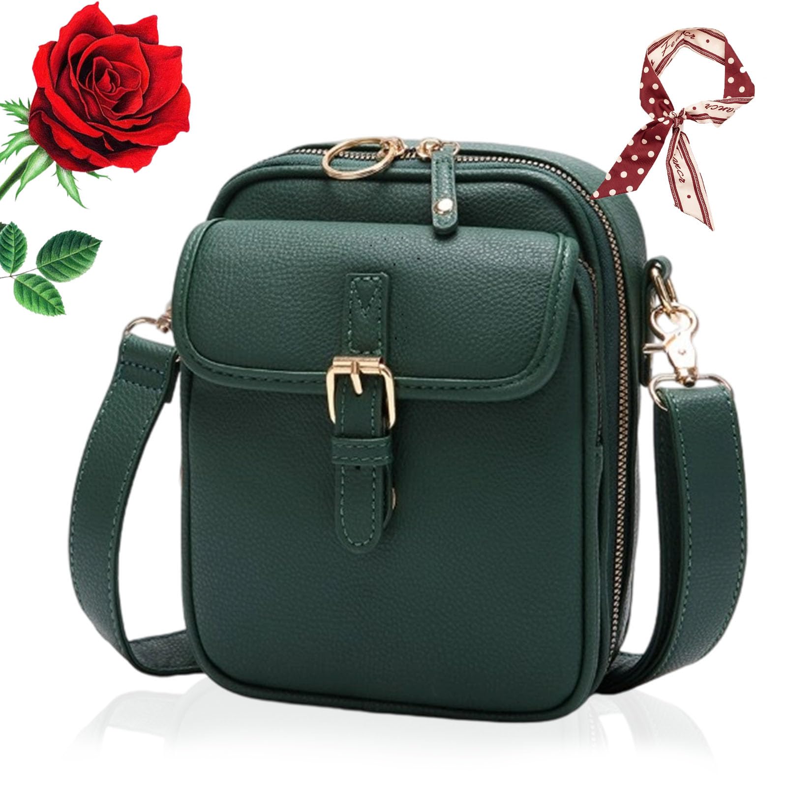 Crossbody Bag for Women, Leather Crossbody Purse, Leather Bag for Women with Built in Wallet