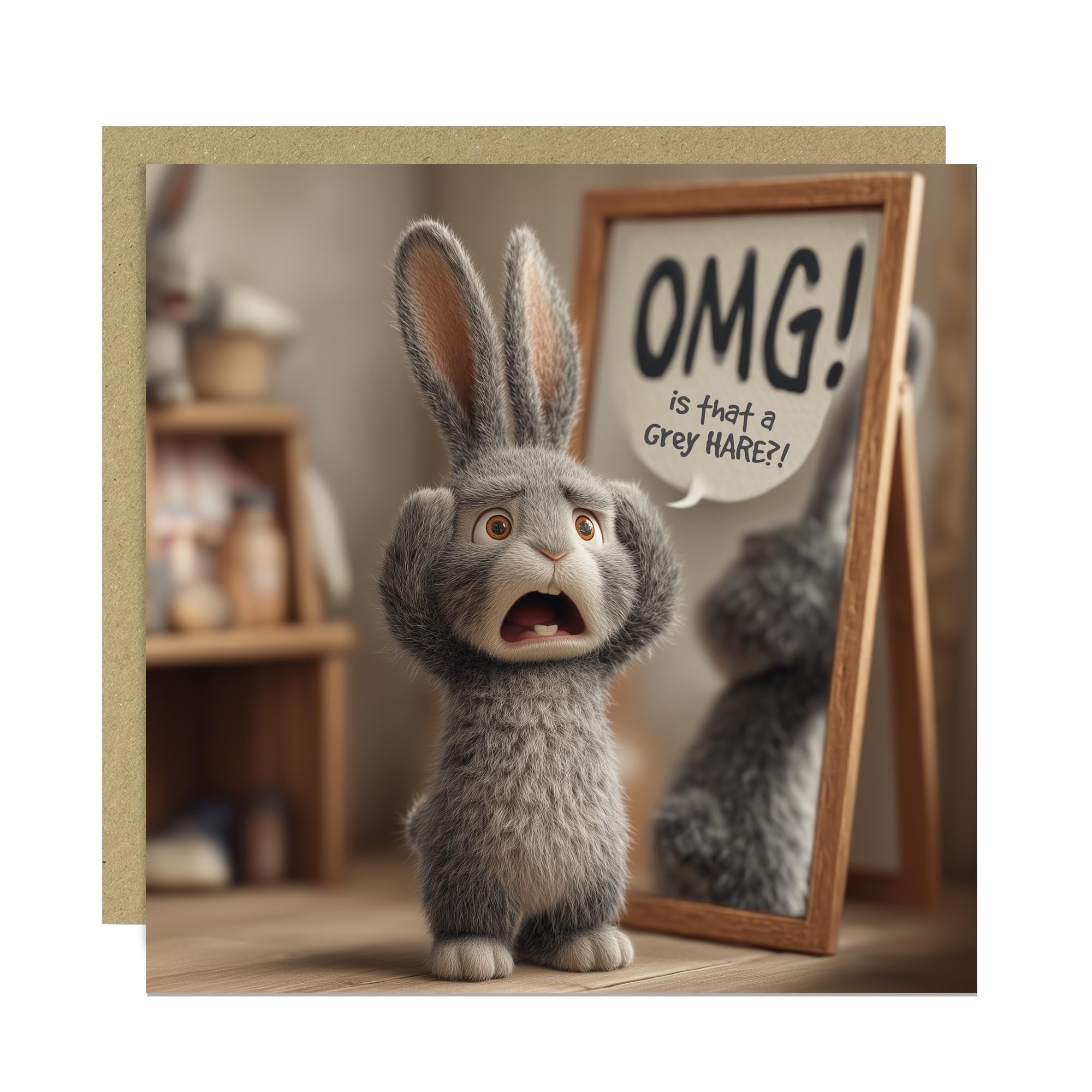 RED OCEAN Funny Birthday Card for Men OMG Grey Hare Hilarious Pun Greeting Card For Dad, Husband, Brother, Boyfriend, Uncle, Grandad, Brother With Kraft Envelope