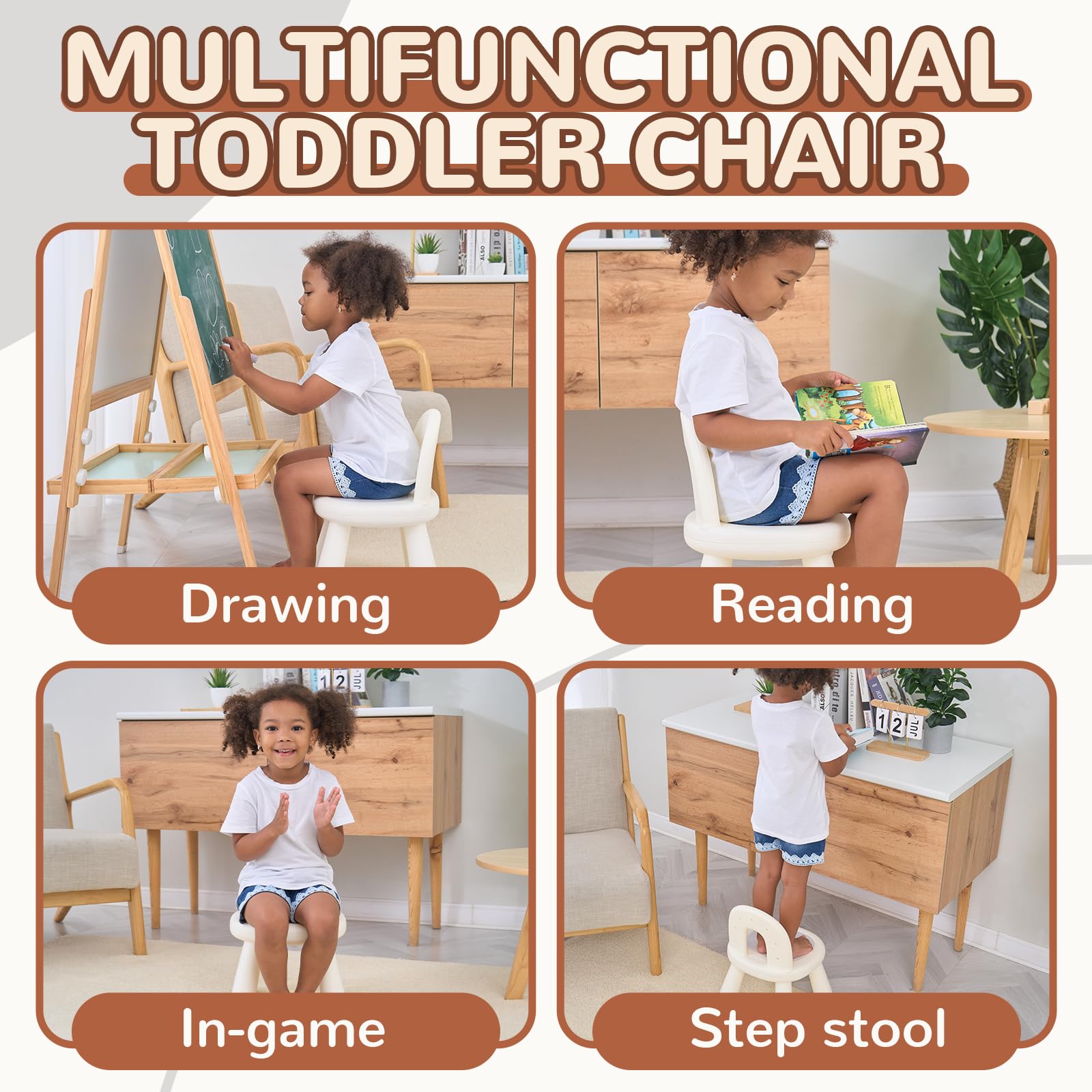 Silla para niños pequeños, silla ergonómica para niños, duradera y resistente, silla pequeña de plástico para niños de 1 a 3 años 2