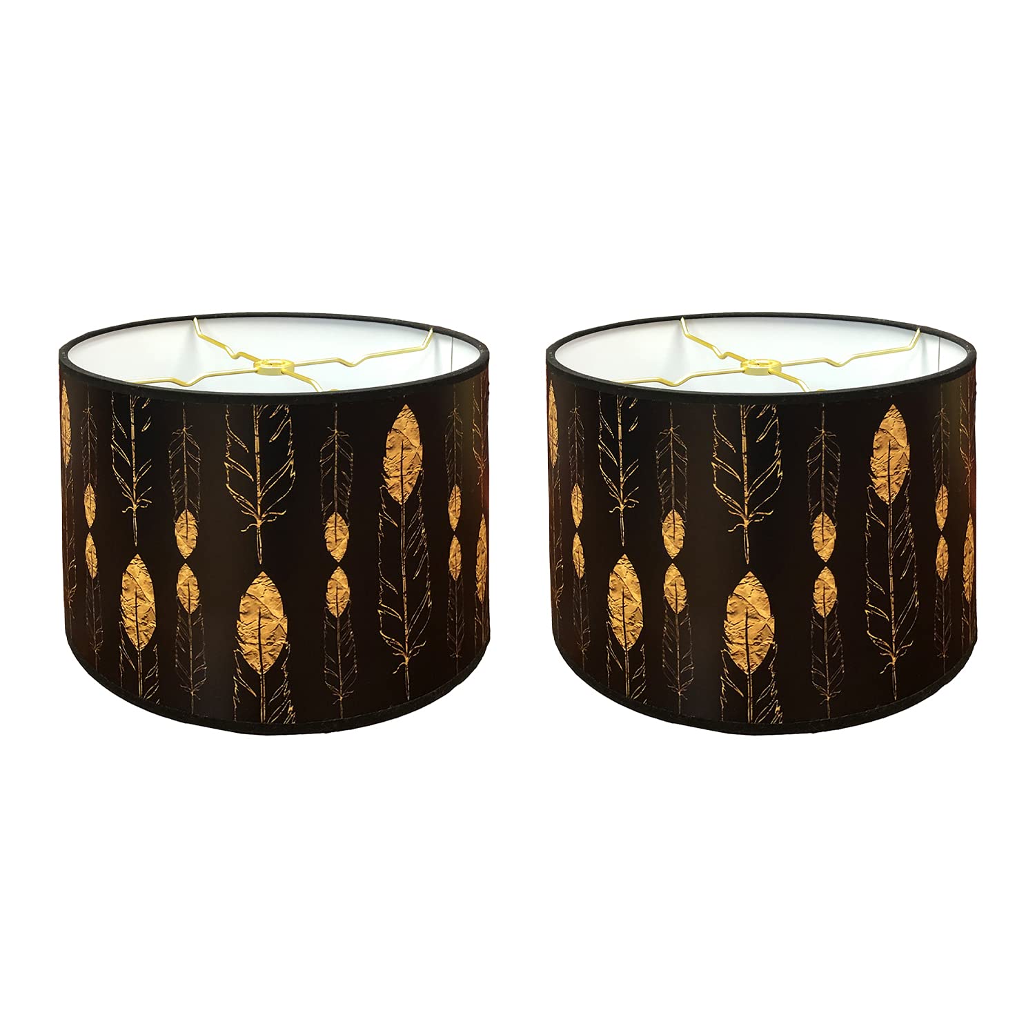 Royal Designs, Inc. Trendy Decorative Handmade Lamp Shade, Made in USA, 12in, HBC-8077-12-2, Feathered Forest - 2 Pk