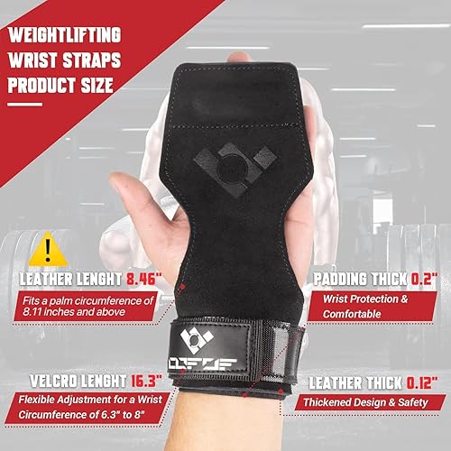 Miniatura 4 de COFOF Weight Lifting Wrist Strap,Double Layer Leather Weightlifting Wrist Strap for Deadlift and Powerlifting, Adjustable Neoprene Padded Gym