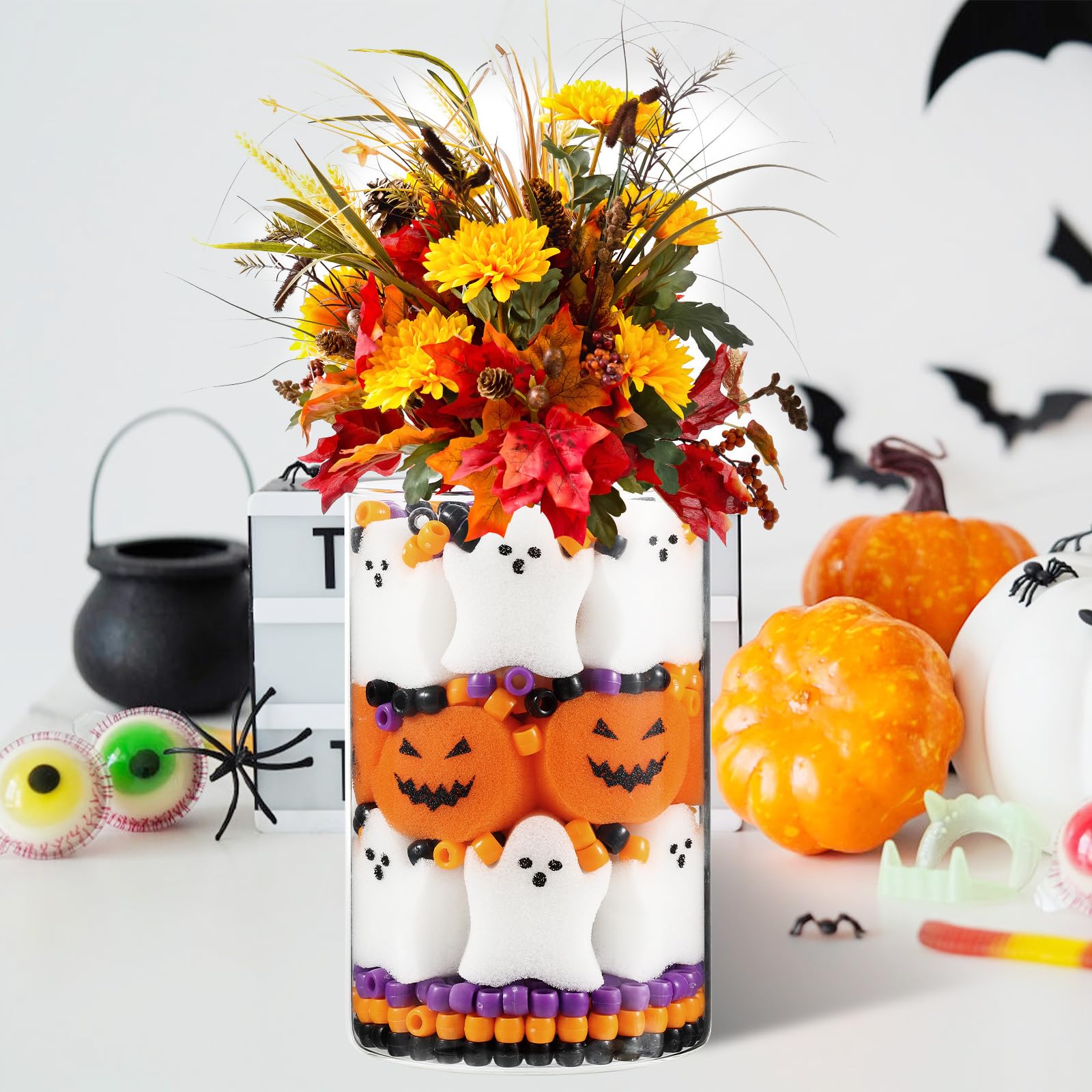 Relleno Para Jarrones De Halloween - 50 Piezas, Figuras De Calabaza, Fantasmas, Calaveras Y Más