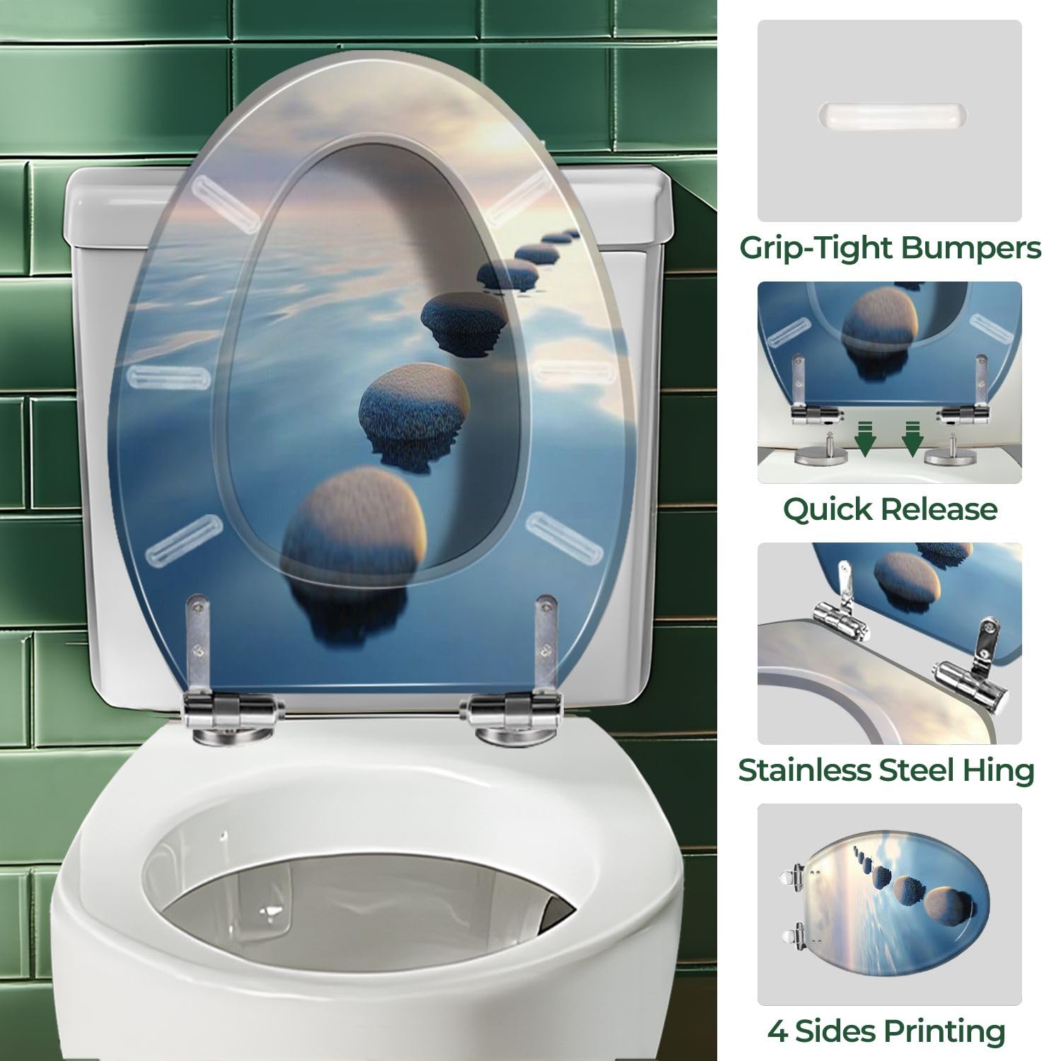 Asiento de inodoro alargado de resina para baño
