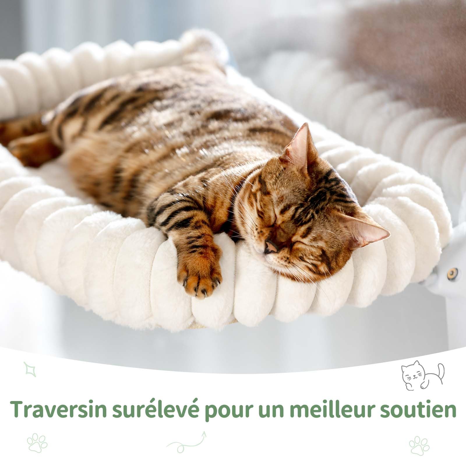 GUUSII HOME Hamac Chat Fenetre Panier Perchoir Transat Suspendu Pliable Support Etagere Cododo Lit pour Coussin Petite et Grande Chats Tapis Réversible Lavable en Machine 54 * 30cm (Gris, M)