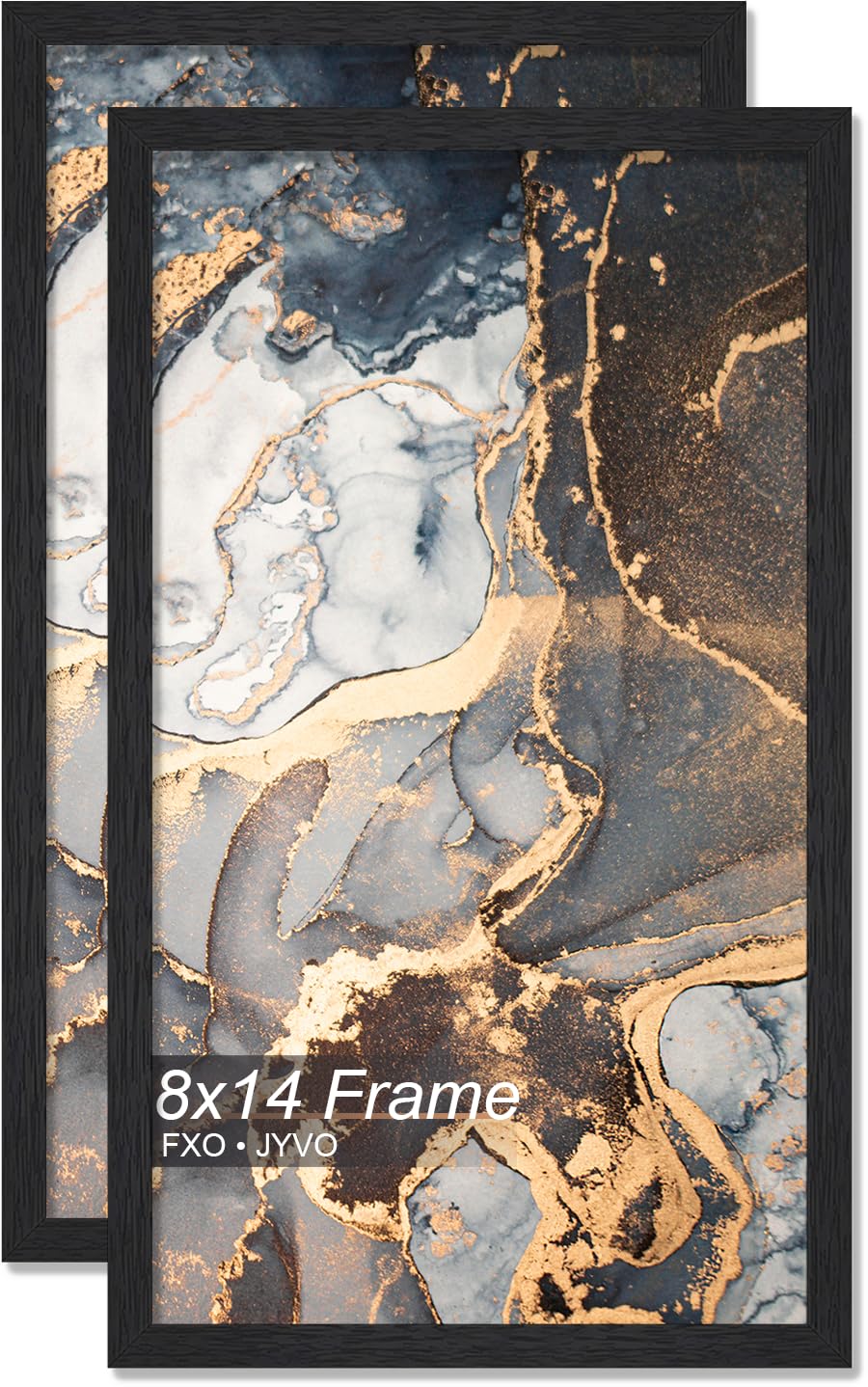 View 1 of 3 Fxojyvo Engineered Wood 8x14 Picture Frame Set of 2, Black Frame for 8 x 14 Inch Picture Poster Photo, Light Weight 8 by 14 Frame with Wood-grain for Wall - 2 Pack/Black/8"x14"