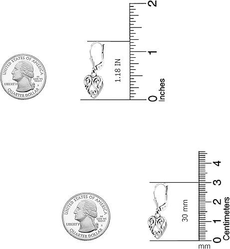 Vista 4 de LeCalla Aretes colgantes de plata de ley 925 Aretes colgantes ligeros italianos para mujer Regalos para el día de San Valentín para ella