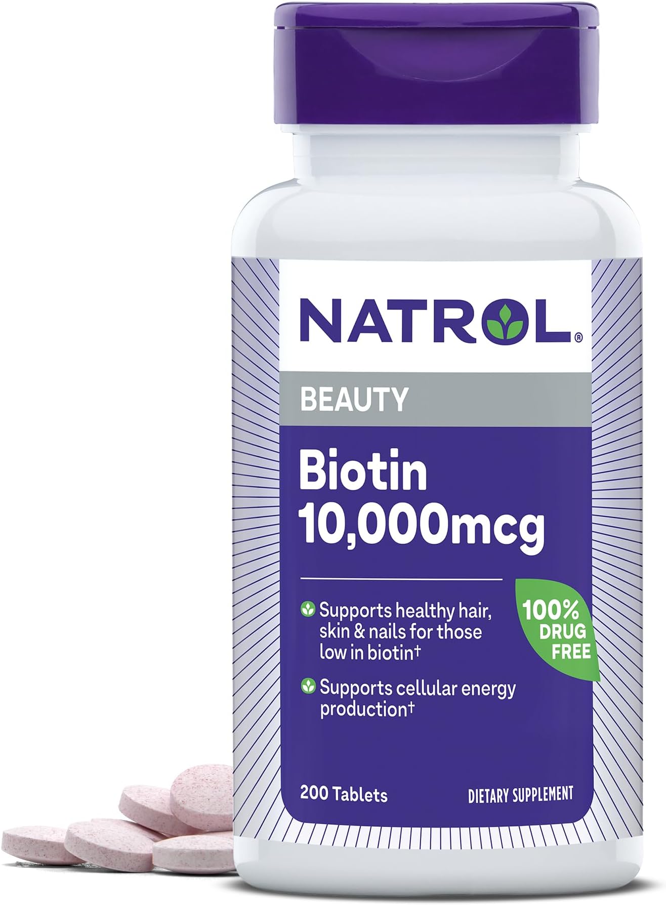 Biotin Beauty Tablets, Promotes Healthy Hair, Skin and Nails, Helps Support Energy Metabolism, Helps Convert Food Into Energy, Maximum Strength, 10, 000mcg, 200Count
