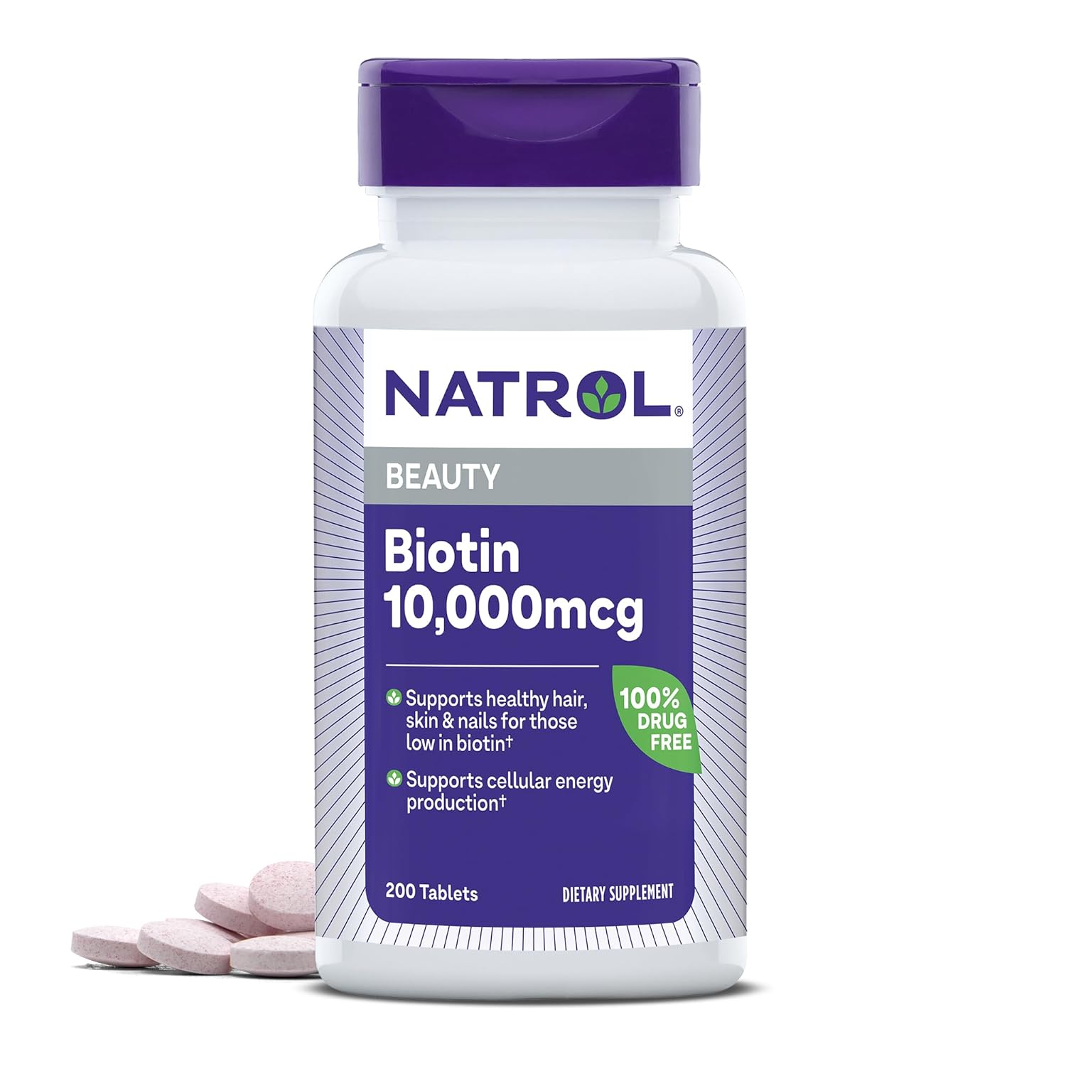 Biotina 10.000mcg 200 Tabletes Cabelo, pele e unha – Natrol
