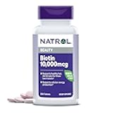 Natrol Biotin 10000mcg, Supplement for Healthy Hair, Skin and Nails for Those Low in Biotin, Plus Energy Metabolism Support, 200 Tablets, Up to a 200 Day Supply