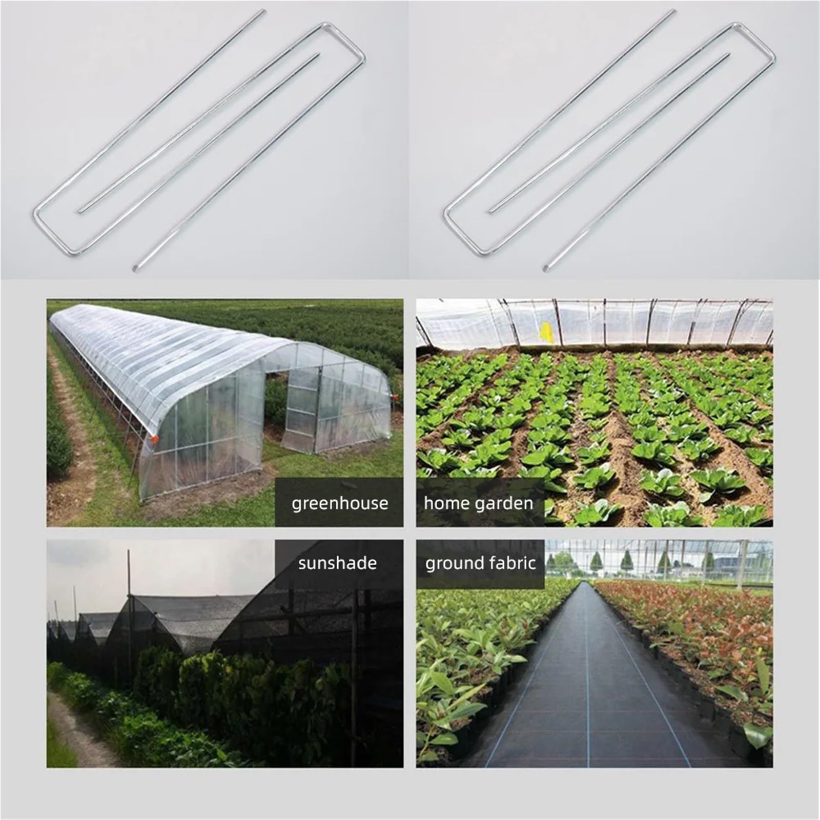 100 Pezzi di graffette da Giardino a Forma U in Acciaio Inossidabile, picchetti zincati, perni for barriera in Tessuto Anti-Erbacce, Tubi Fissaggio, Chiodi a Terra per Giardini(40mmx100mm-3mm)