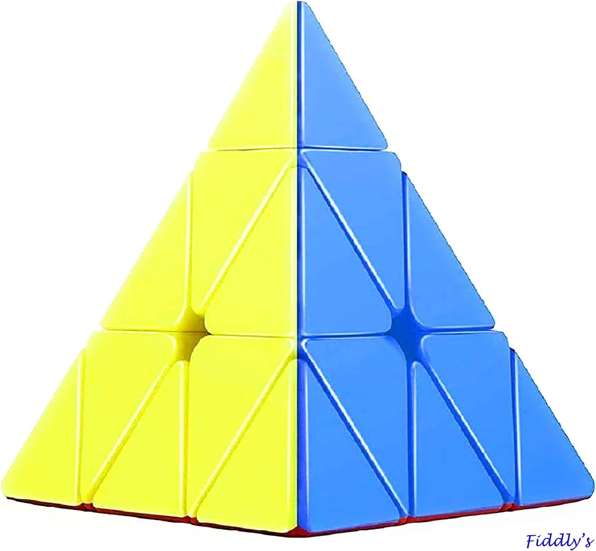 Fiddlys Pyramid Cube 3x3 Super Speed Sticker-Less Triangle Puzzle Cube, Multicolor, Pack of 1