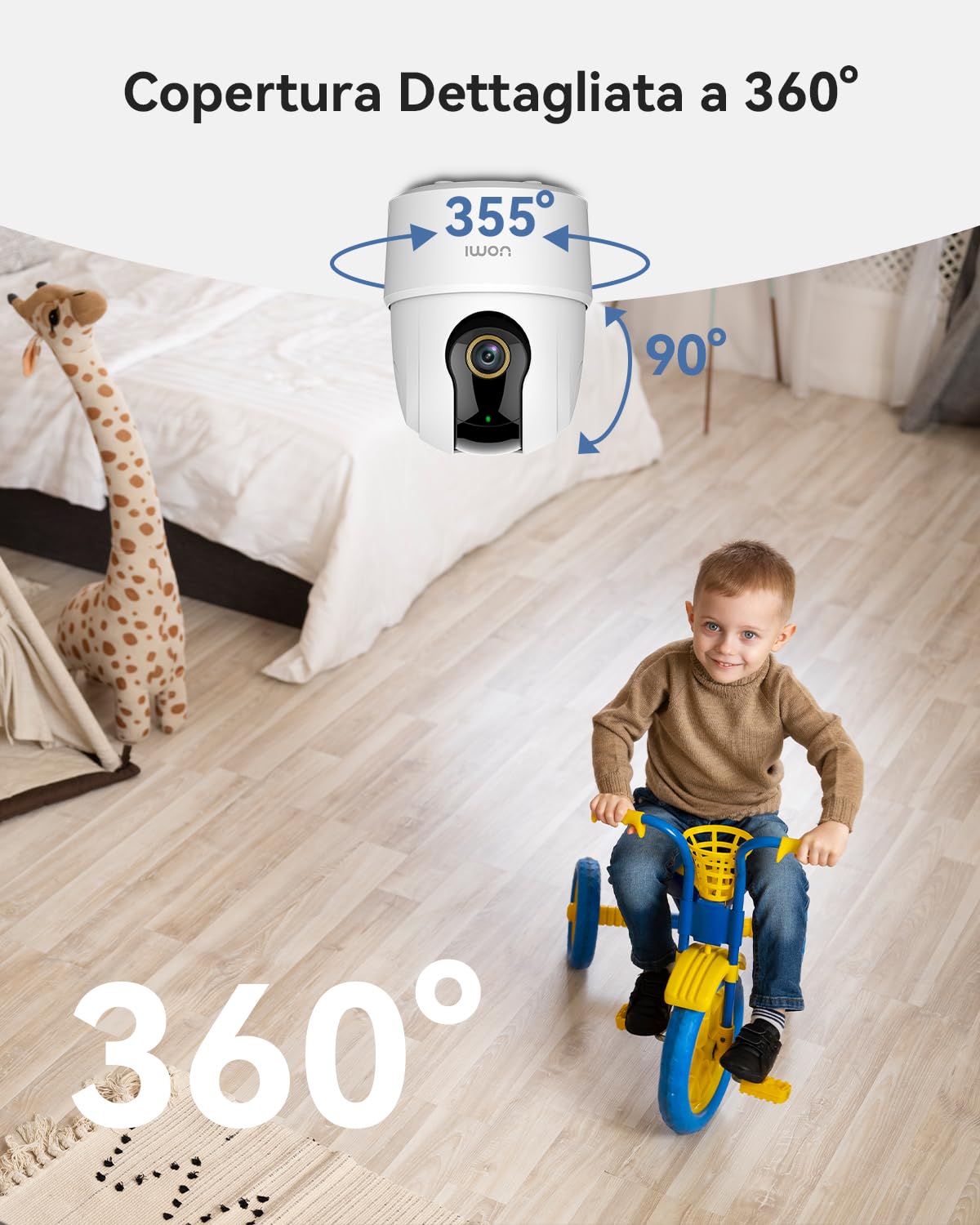 Imou 4MP Telecamera Wi-Fi Interno Videocamera Sorveglianza 2.5K, Rilevamento Umano, Audio Bidirezionale, Tracciamento di Movimento con Sirena, Compatibile con Alexa, Rotazione a 360°, 2.4Ghz Ranger 2C