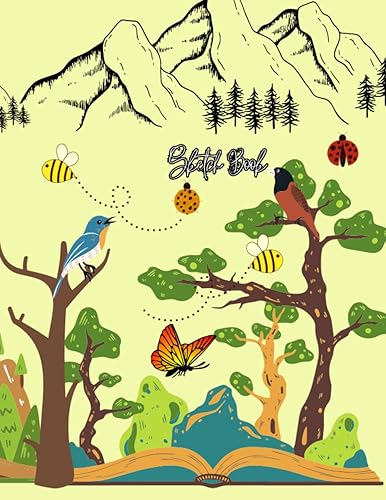 Sketch Book For Kids A4 size drawing notebook 100 pages of blank white sheets and lined "one by one with a" beautiful cover  Large A4 drawing book