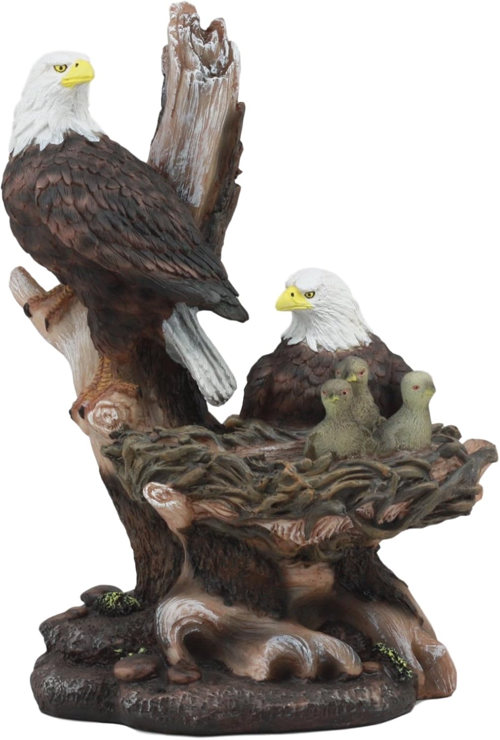 Ebros Gift Icarus The American Emblem Bald Eagle Family in Their Nest Statue 12" Tall Patriotic Eagles Symbol of Honor Strength Bravery Home Decor