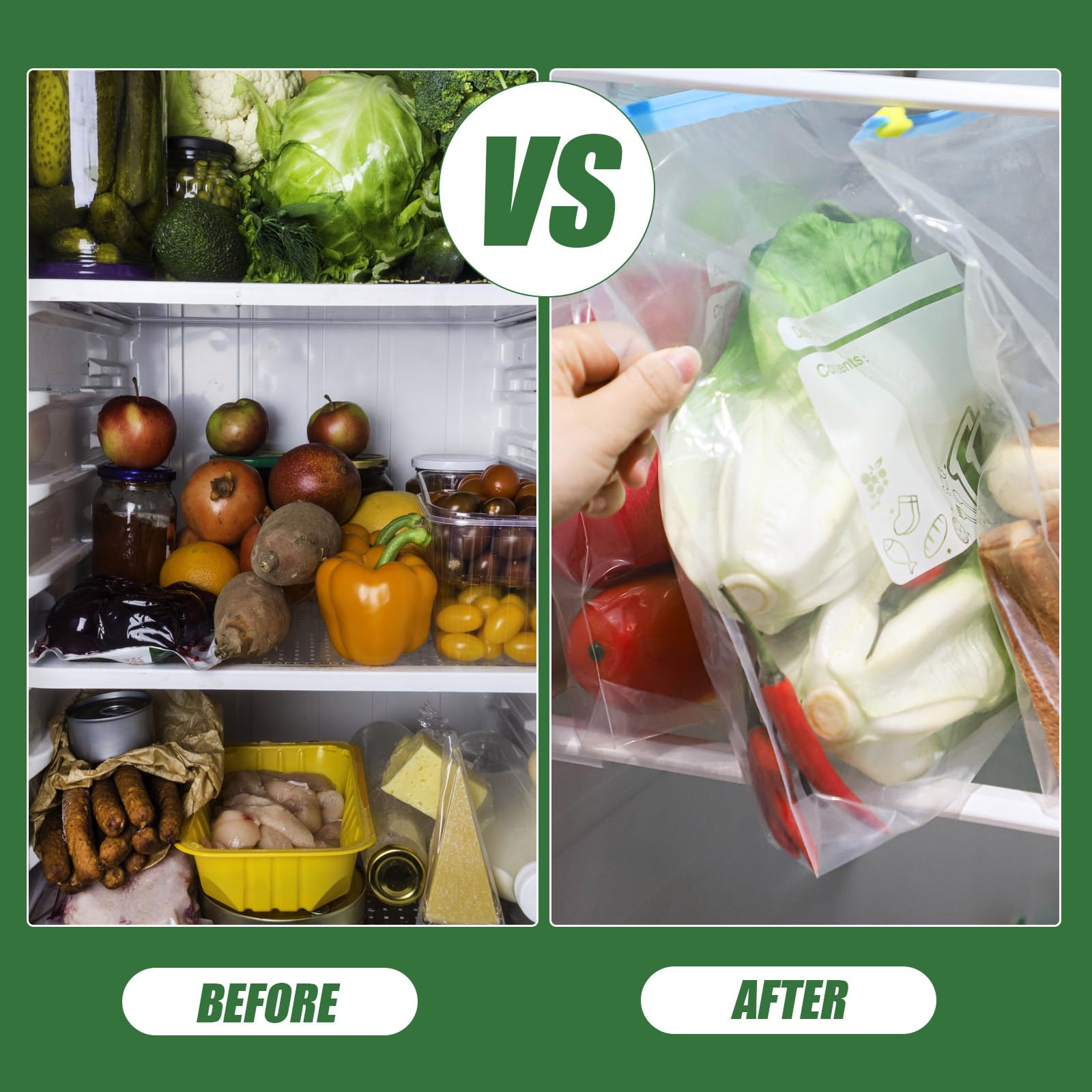 50 Pcs Food Storage Freezer Bags, Reusable Zip Lock Bags(1L) Sandwich Bags Food Bags with Expandable Bottom, Zip Seal Freezer Bags for Fruits, Vegetables, Meat, Grains,Snacks