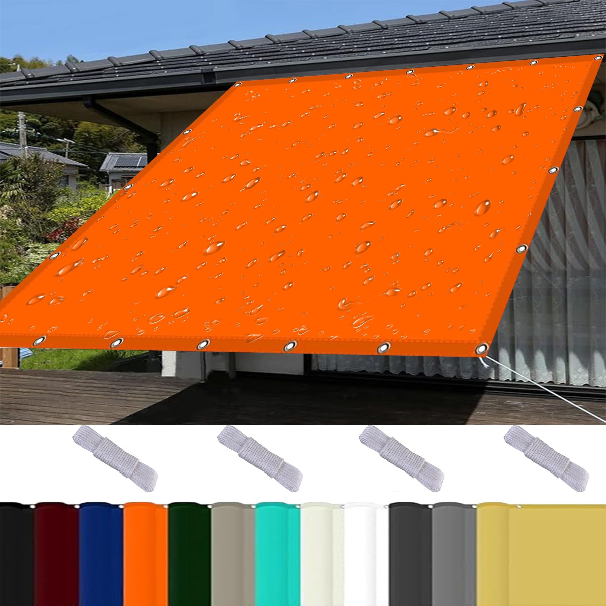 Filet protection solaire terrasse multi couleur grand tissu polyester orange