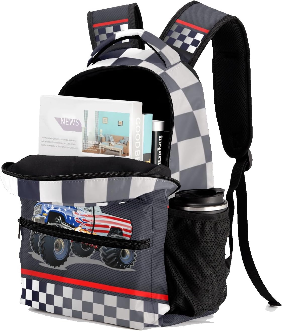 Personalized Name Cool Car Racing Kids Backpack for Boys and Girls Toddler Backpack Waterproof Preschool