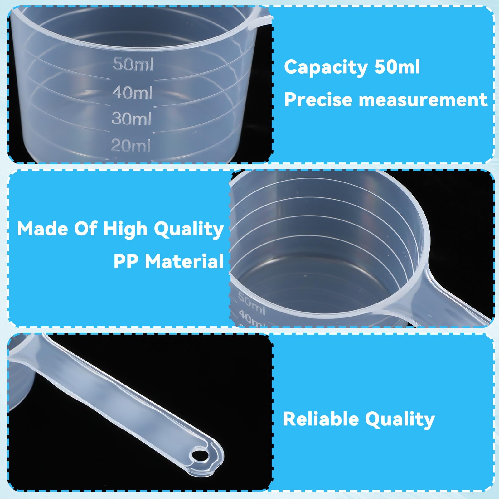 Fleuse Doseerlepel, 3 stuks, lepel, grammaat, lepel, transparant, theelepel met schaal voor de keuken, meet melkeiwitpoeder (5 g-10 ml/15 g-30 ml/20 g-40 ml