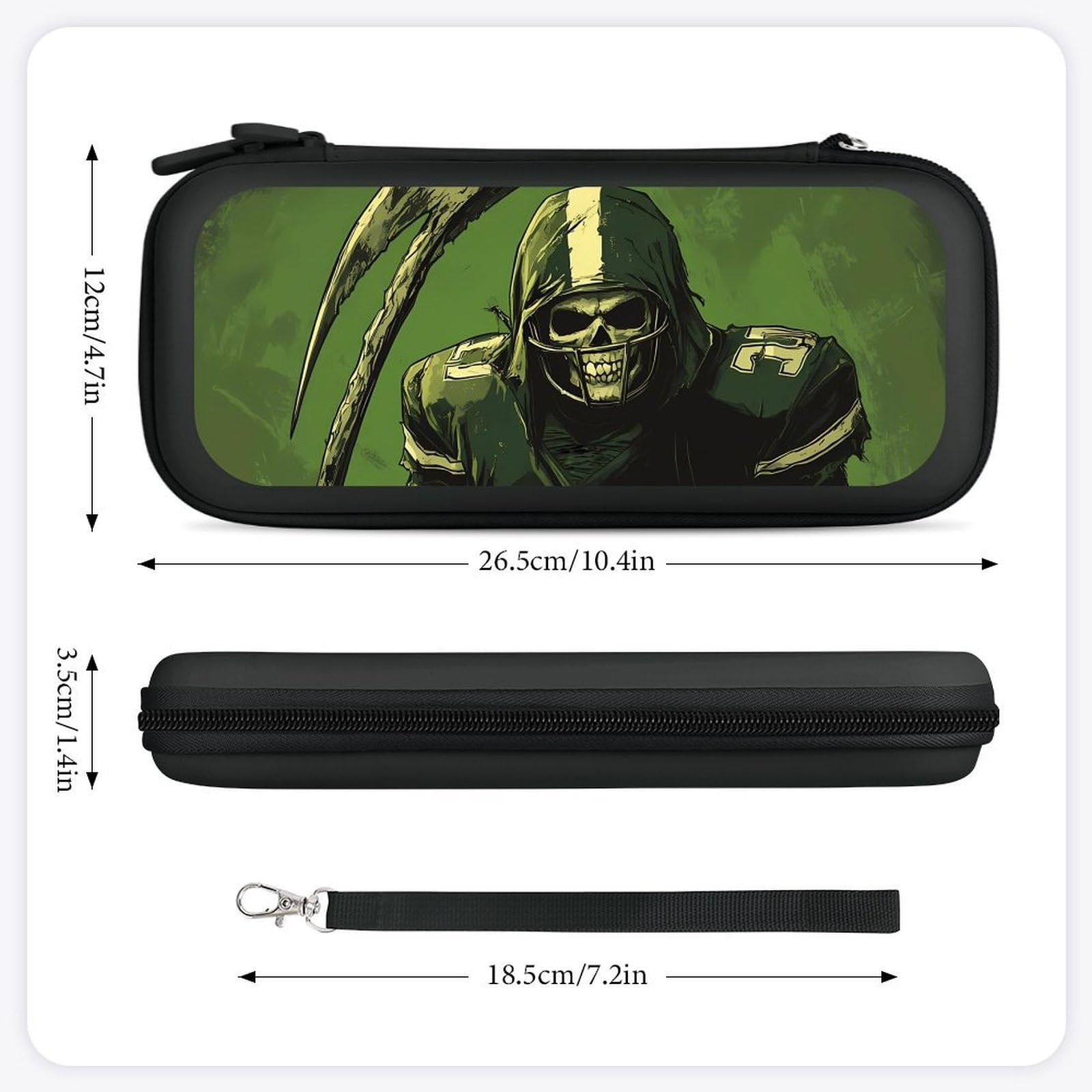 Grim Reaper U.S. Irish Football Compatible with Switch Carrying Case Hard Travel Game Bag Pouch with 15 Games Accessories Black-style
