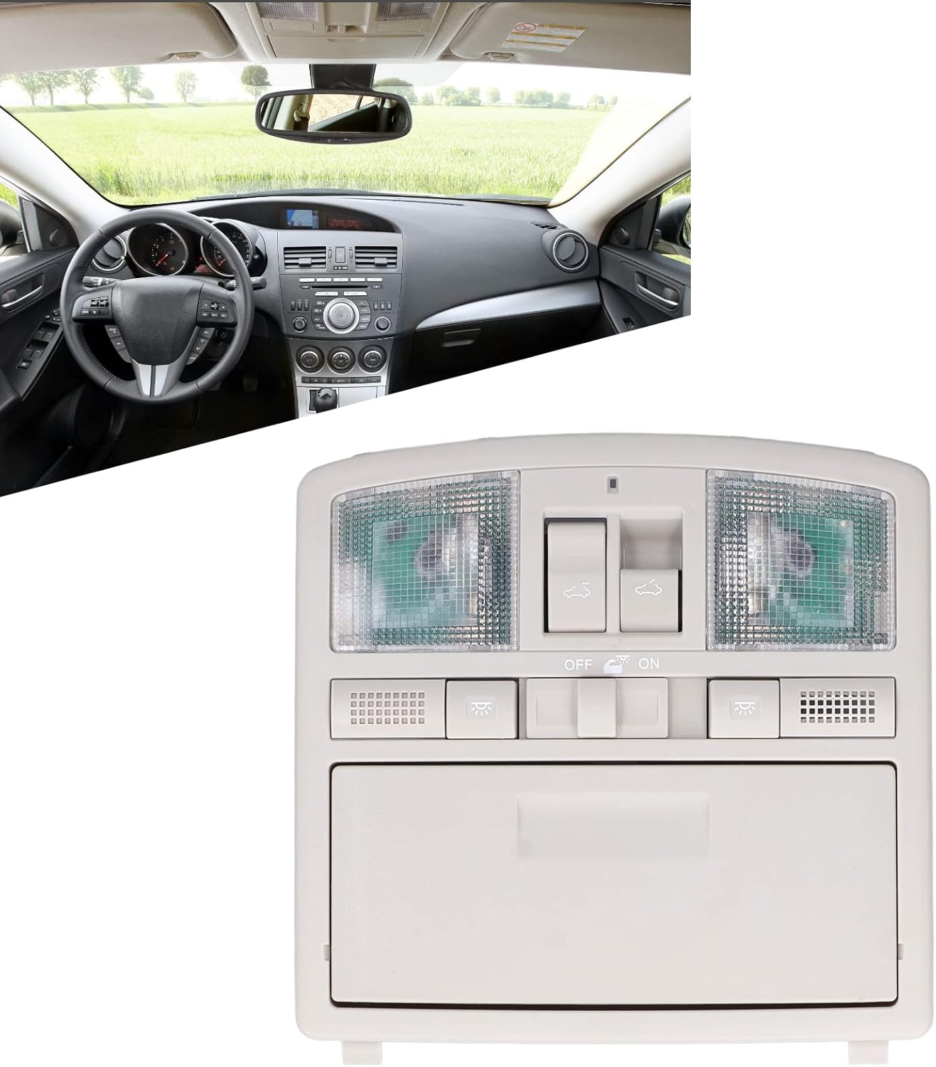 Car Sunroof Switch Overhead Console Dome Light Sun Roof Switch, Bbm669970B75 White Abs Overhead Sunroof Switch for Mazda 3 2010‑2012