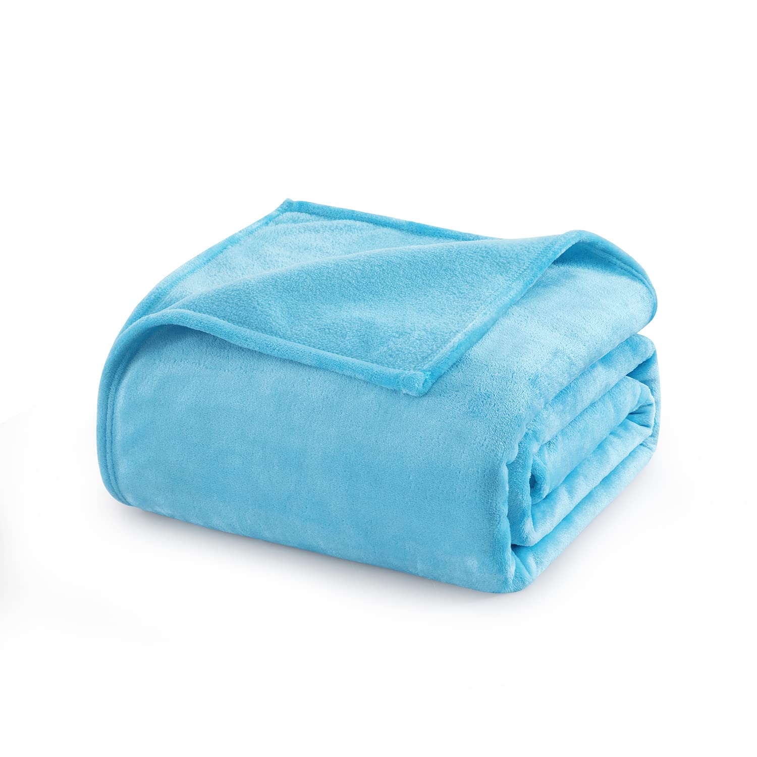 Oxford Homeware Fleece Blanket Throws for Sofas 400 GSM - Silk Touch Summer Blankets Light Blue Throws for Beds Double Couch, Kids Large Camping Travel Blanket (150 x 200 CM)