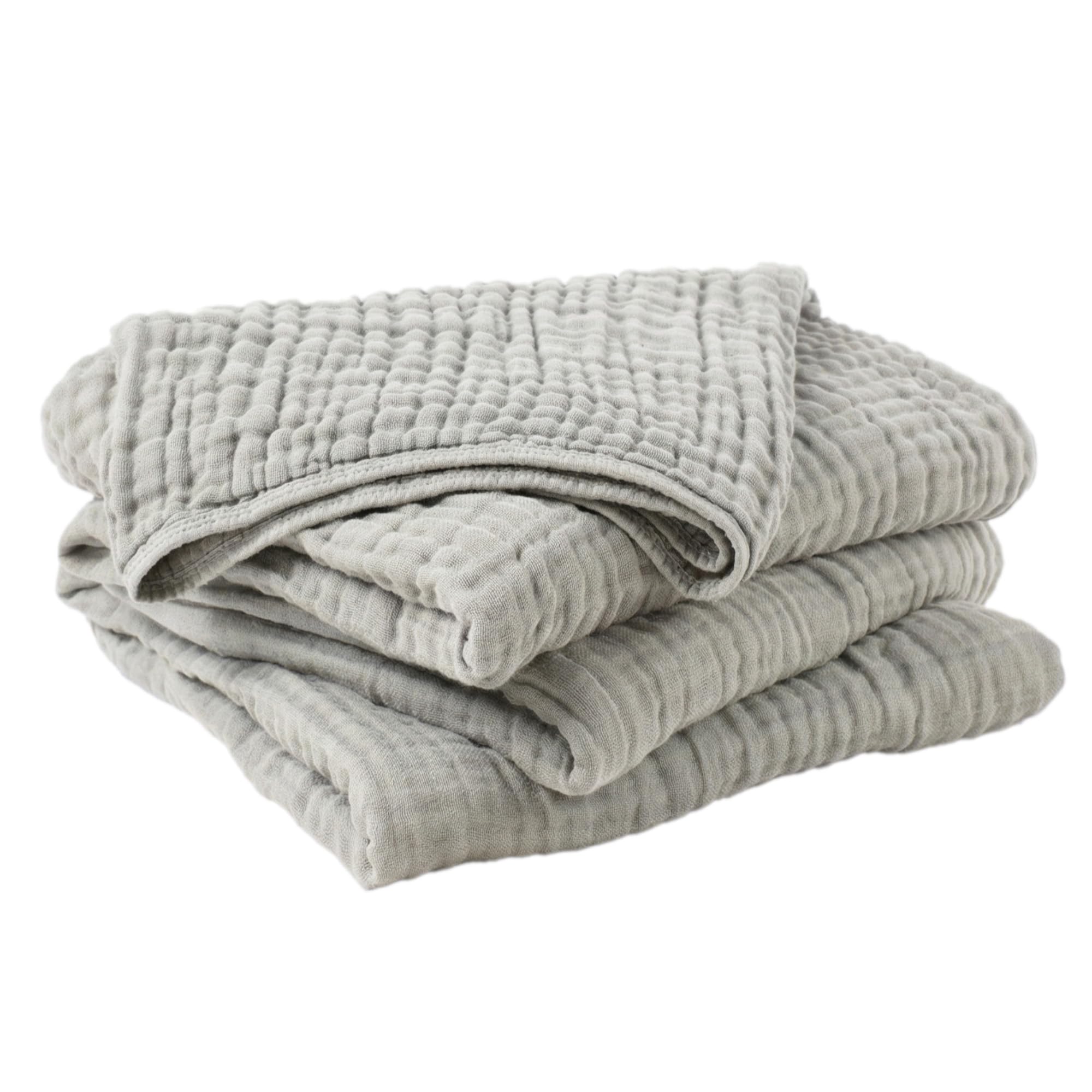 Battilo 100% Cotton Muslin Throw Blanket, 6-Layer Gauze Blanket for Summer, Large Grey Throws for Sofas Settees Armchairs, Lightweight and Breathable Cotton Blanket, 150x200cm — image 1