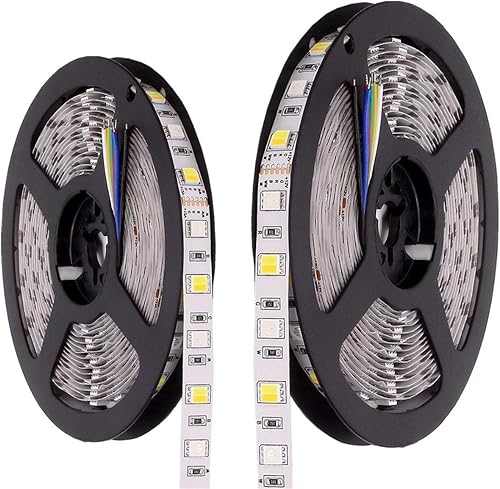 Fengyan - Tira de luces LED de paisaje CC 12 V RGB CCT, tira LED impermeable 5050 SMD 60LEDsm 5M RGBW cinta de neón flexible cinta de neón a todo