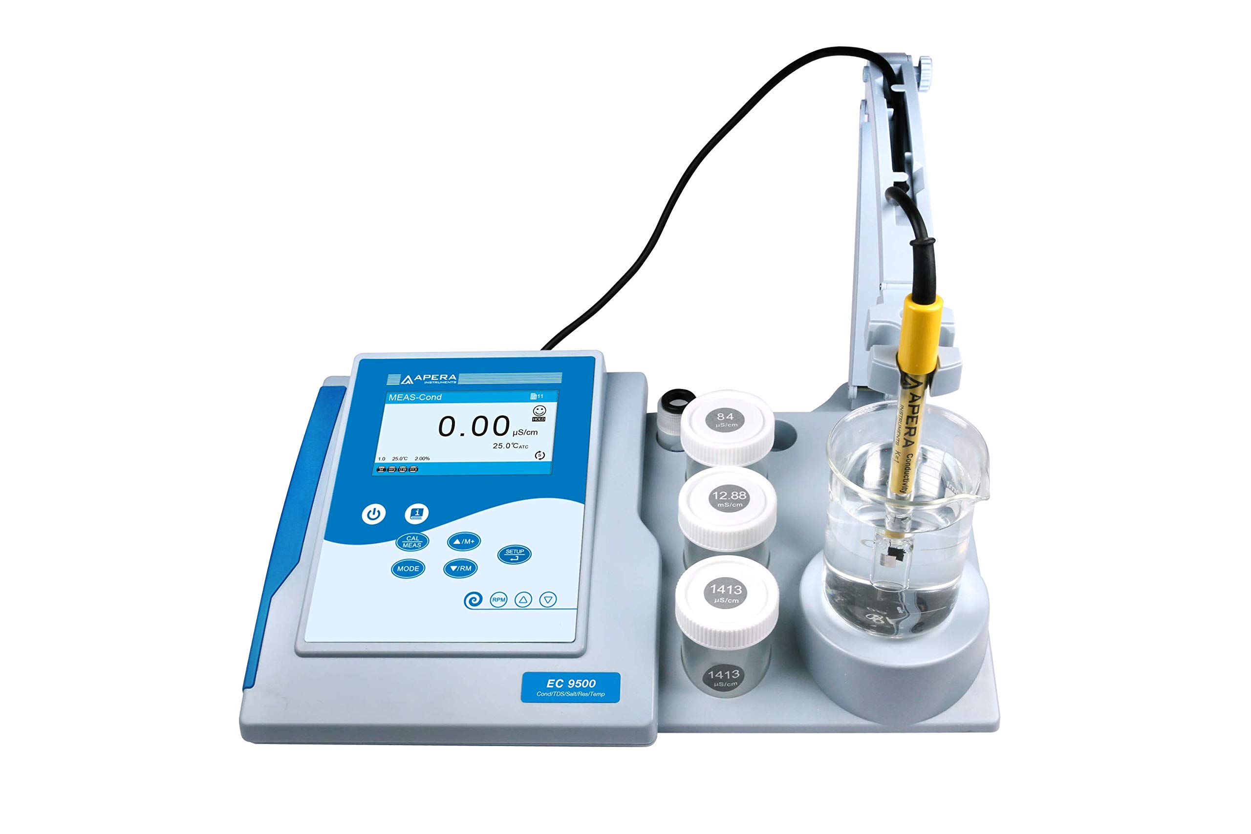 Apera Instruments EC9500 Benchtop-Leitfähigkeits-/TDS-Messgerät-Kit | Leitfähigkeit/TDS/Salzgehalt/Widerstand; GLP-Datenverwaltung, Datenausgabe an Drucker/PC; für Labor & Forschung