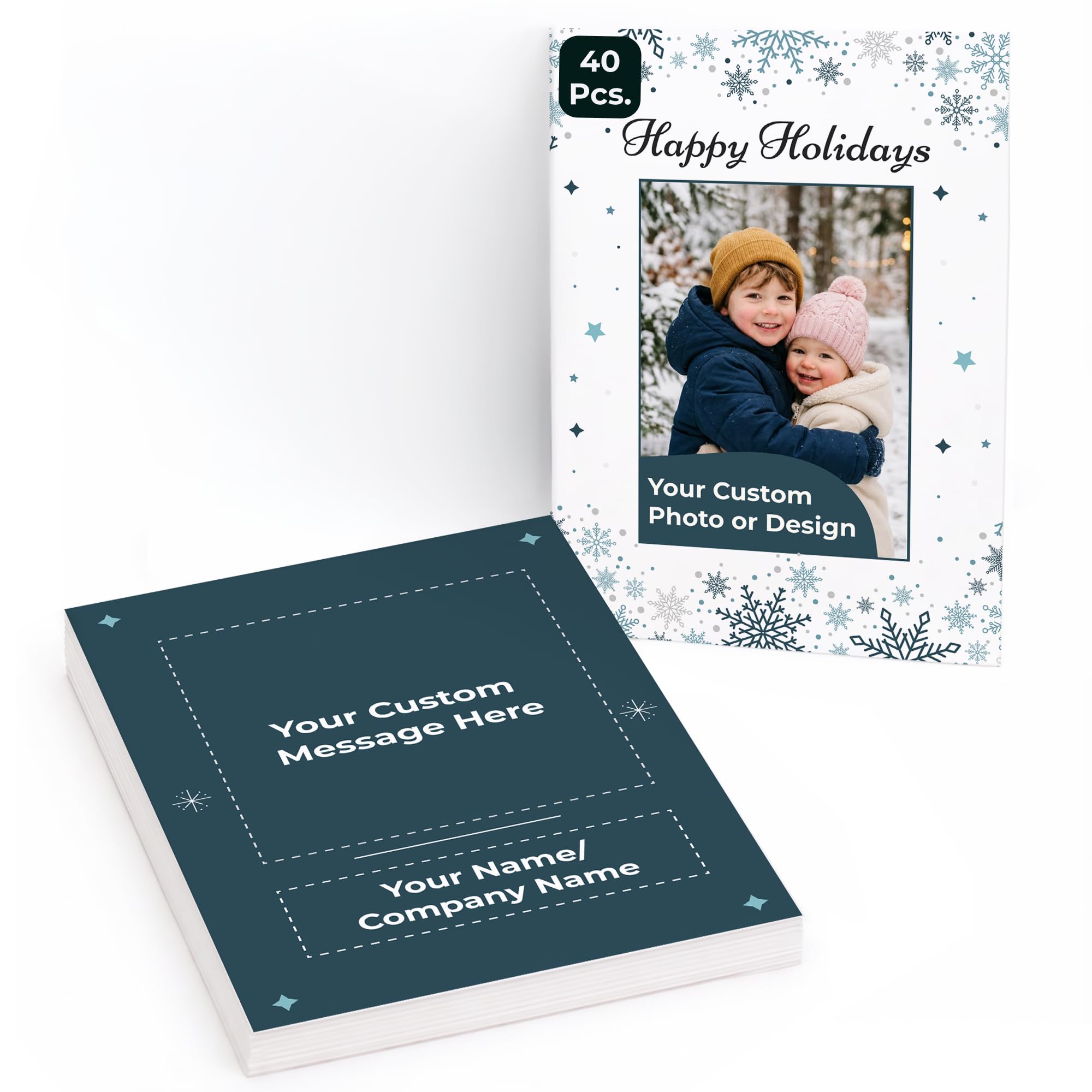 Cimpress Custom Holiday Cards, Photo/Logo/Text, A6 Vertical, Pack of 40