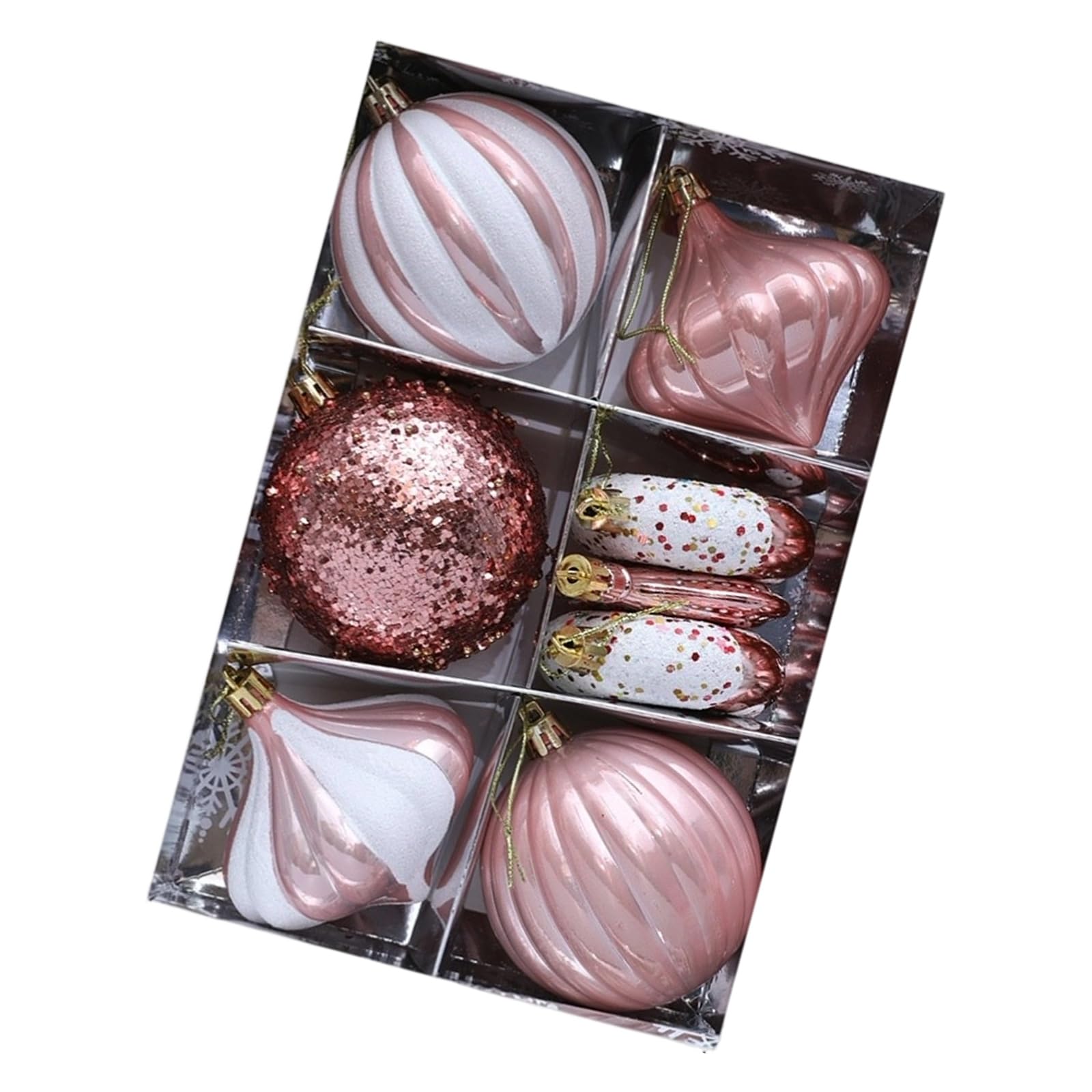 KAQNTUD Pack of 8 Bright Hand Painted Plastic Christmas Bauble Ornaments for Festival Tree and Holiday Decorations. Plastic Christmas Bauble Decorations