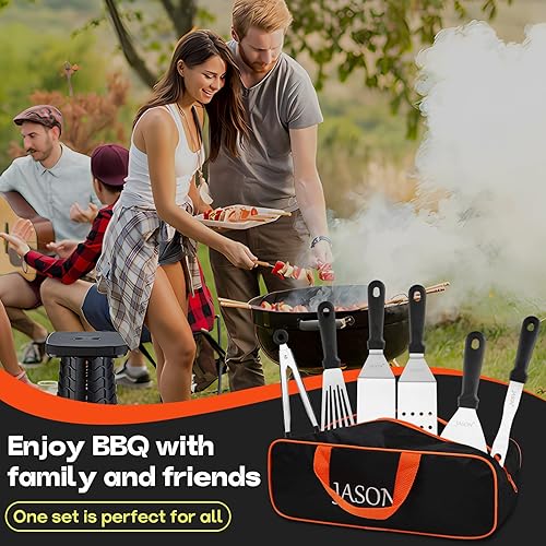 Miniatura 6 de JASON Kit de 30 accesorios para parrilla, juego de accesorios profesionales para parrilla plana para Blackstone, juego de espátulas de parrilla de