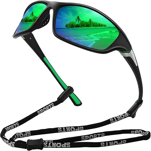 Las gafas de sol deportivas MEETSUN para adultos unisex cuentan con lentes polarizadas TAC HD que ofrecen protección UV400 y bloquean el deslumbramiento. Su diseño cómodo incluye almohadillas de nariz de una sola pieza y material TR90 de alta calidad en las patillas y el marco. Con un estilo deportivo de moda, vienen en un paquete de regalo con accesorios.